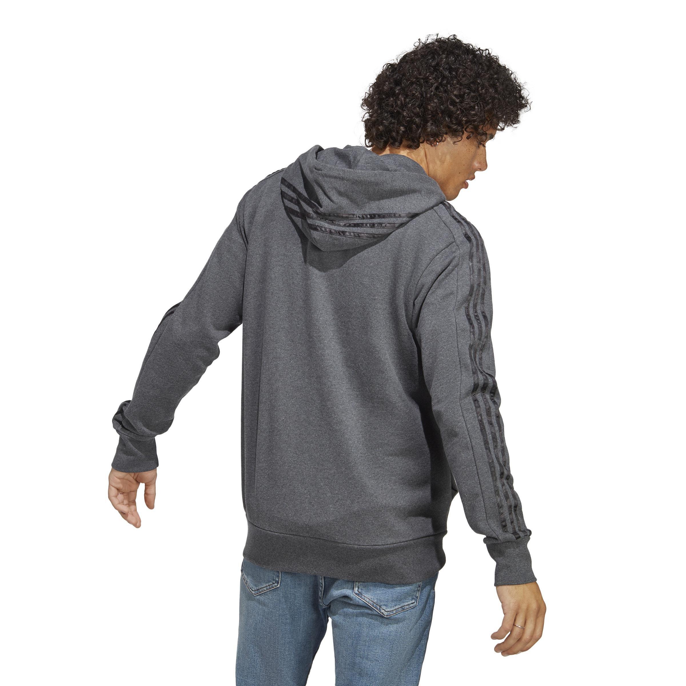 Essentials French Terry 3-Stripes Full-Zip Hoodie, Grey, A901_ONE, large image number 3