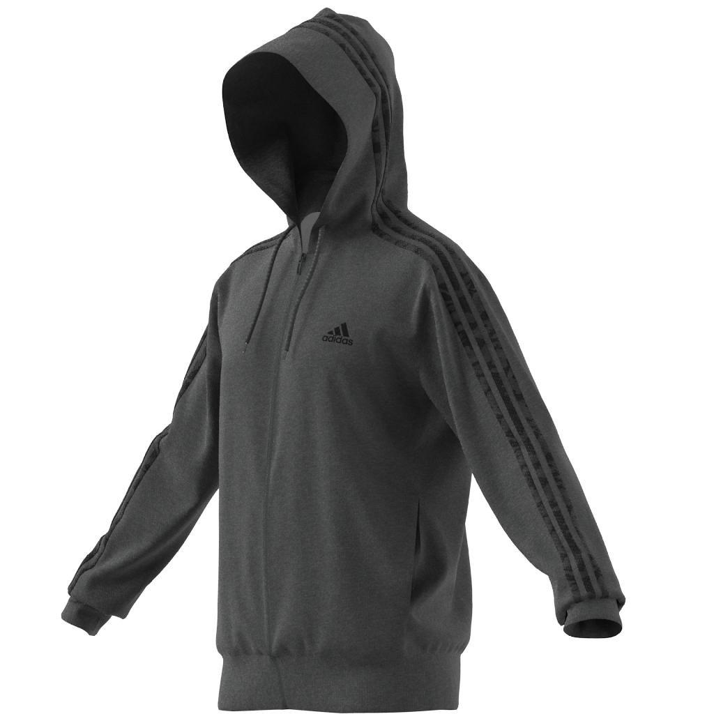 Essentials French Terry 3-Stripes Full-Zip Hoodie, Grey, A901_ONE, large image number 7