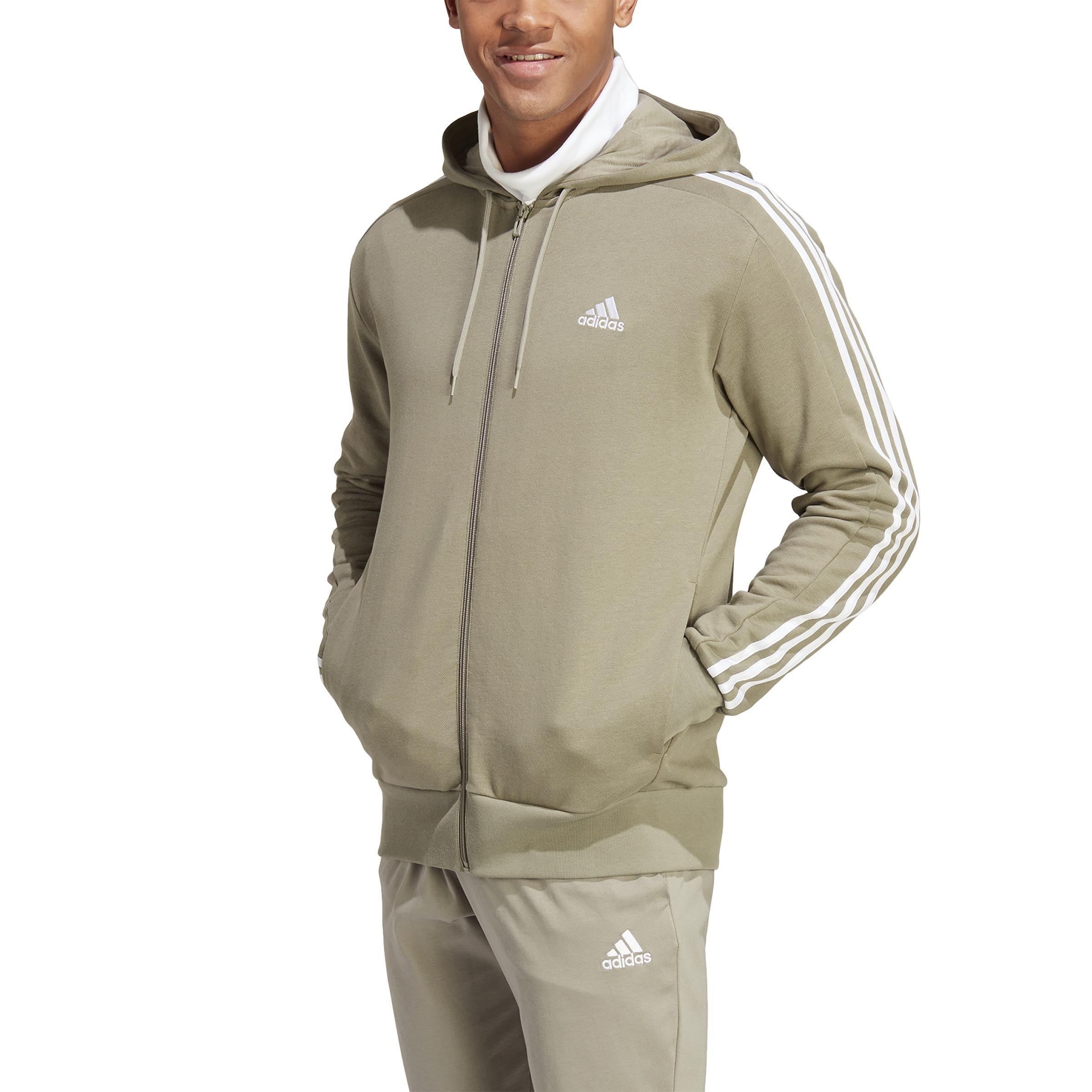 Essentials French Terry 3-Stripes Full-Zip Hoodie, Green, A901_ONE, large image number 1