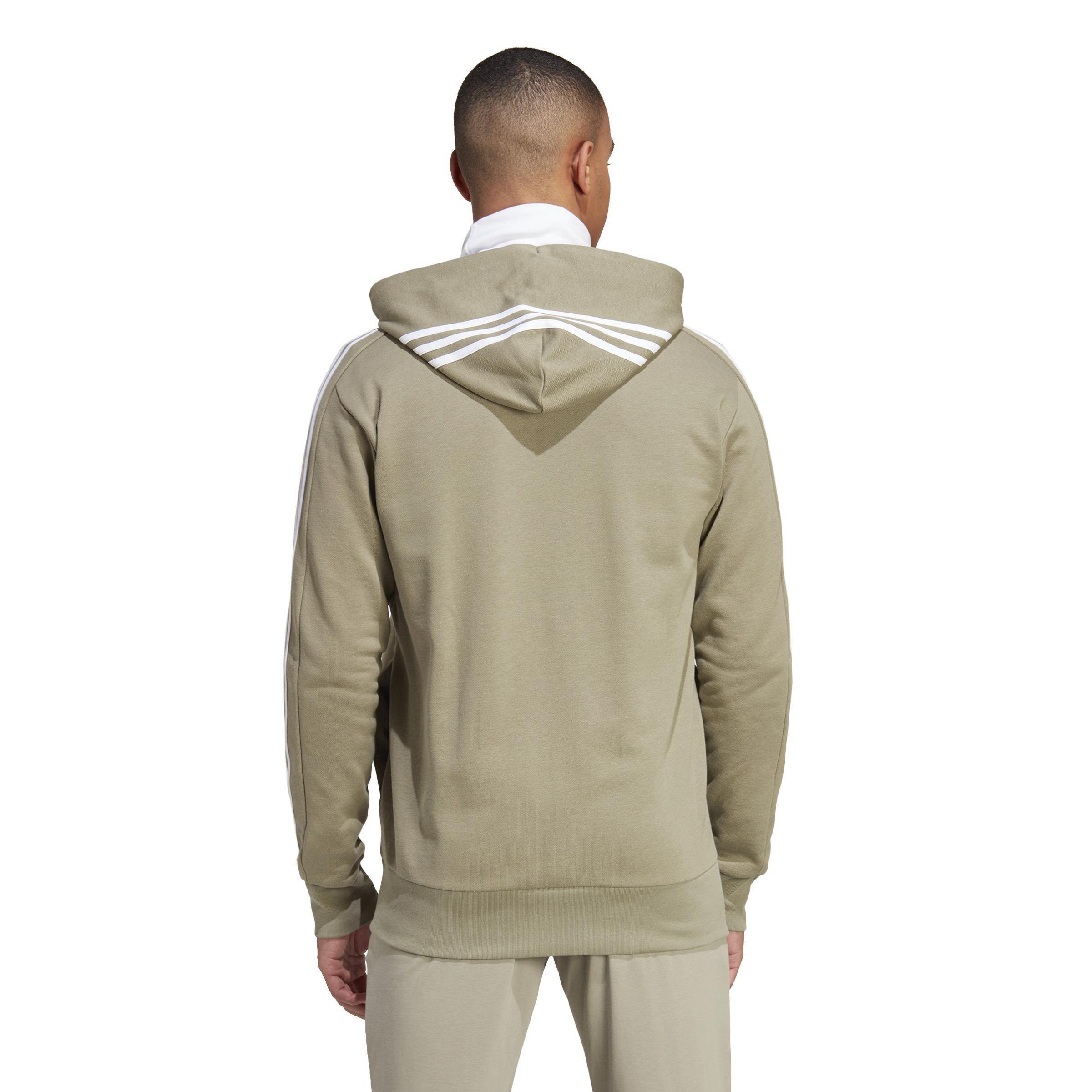Essentials French Terry 3-Stripes Full-Zip Hoodie, Green, A901_ONE, large image number 3