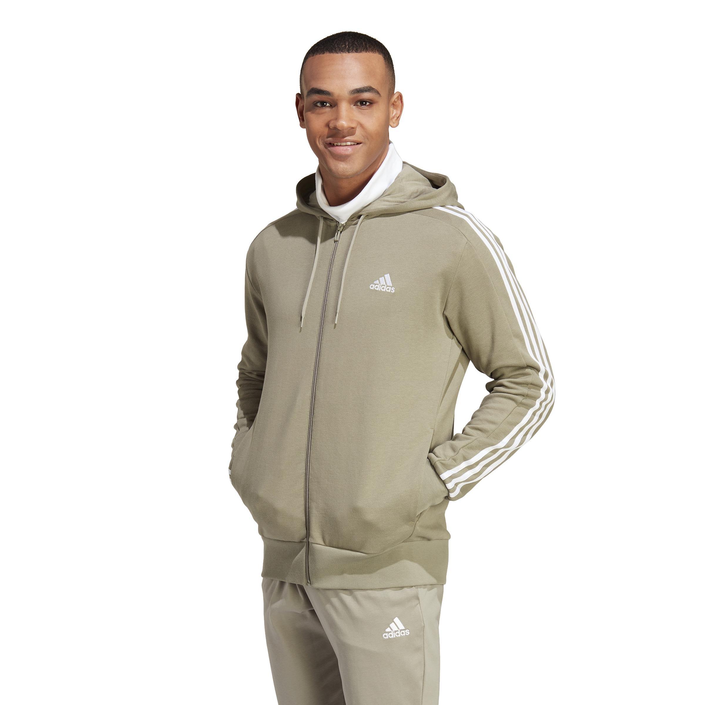 Essentials French Terry 3-Stripes Full-Zip Hoodie, Green, A901_ONE, large image number 6