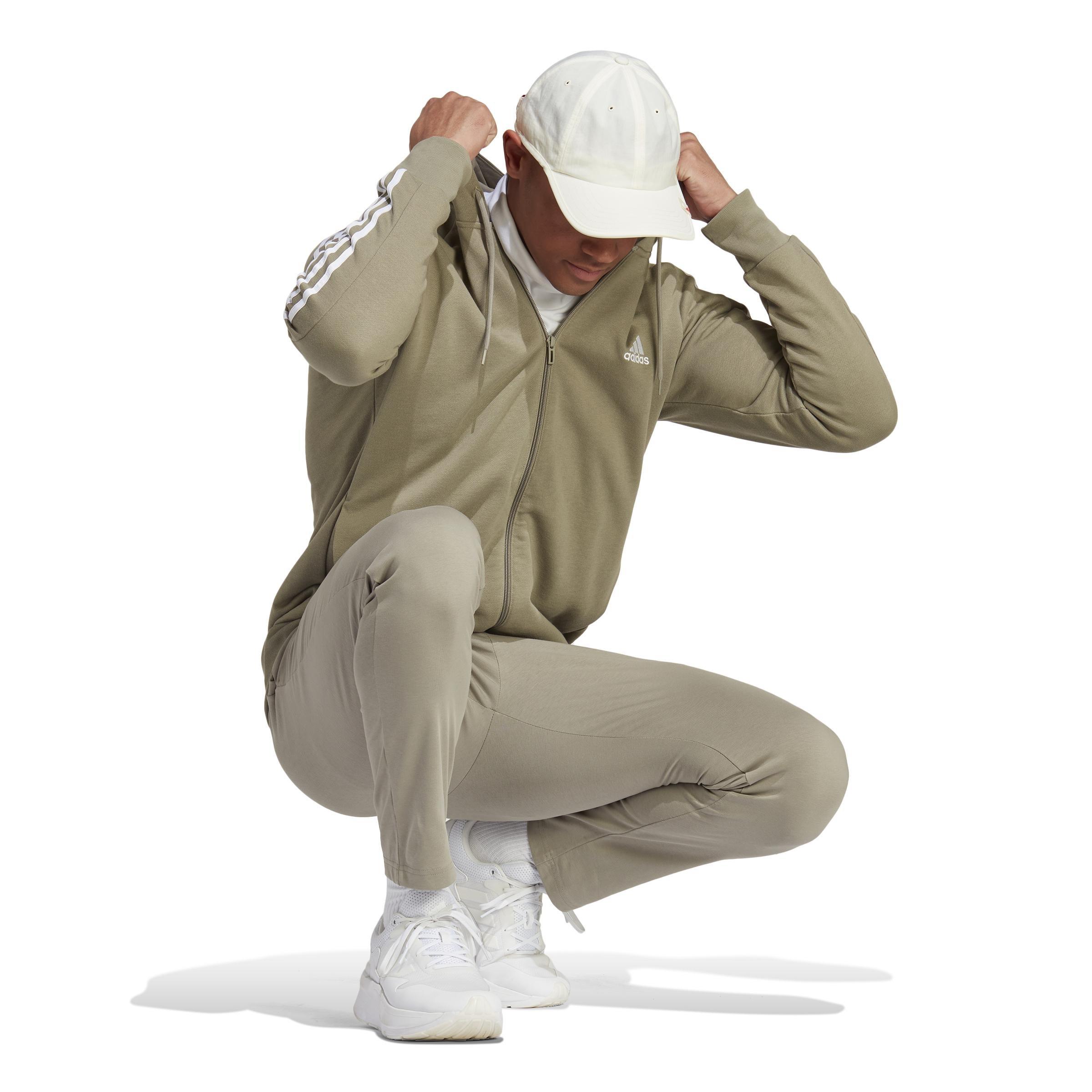 Essentials French Terry 3-Stripes Full-Zip Hoodie, Green, A901_ONE, large image number 10