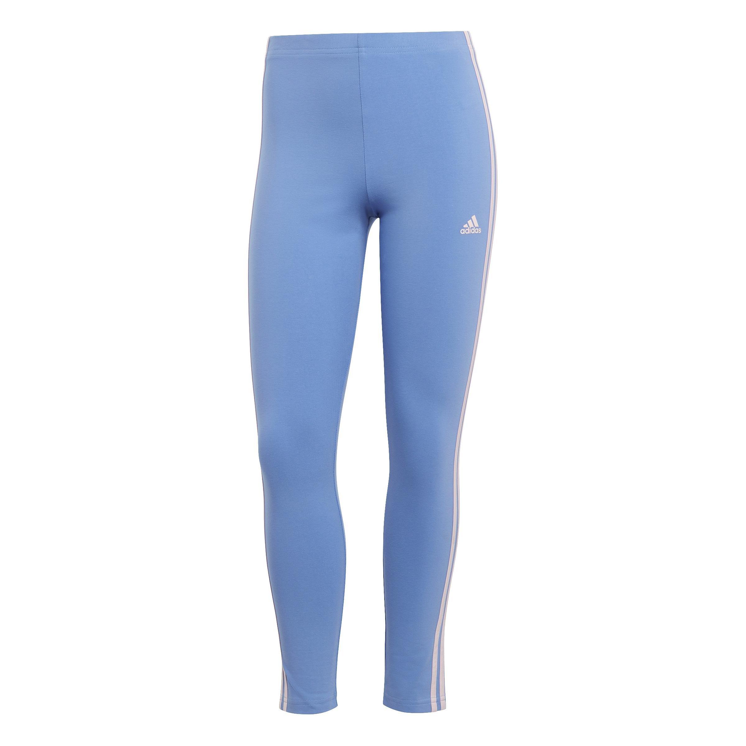 Essentials 3-Stripes High-Waisted Single Jersey Leggings, Blue, A901_ONE, medium