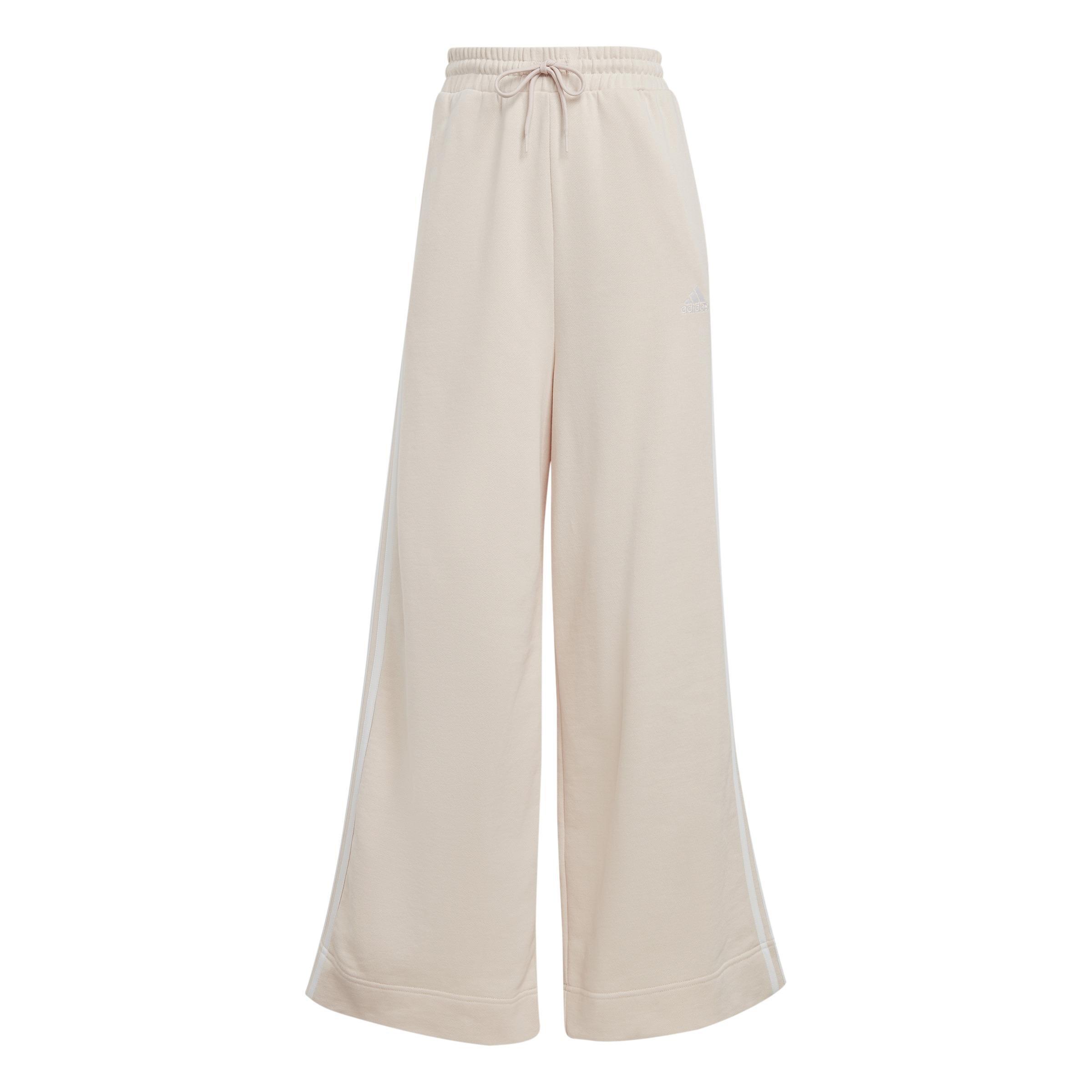 Essentials 3-Stripes French Terry Wide Joggers, Pink, A901_ONE, medium