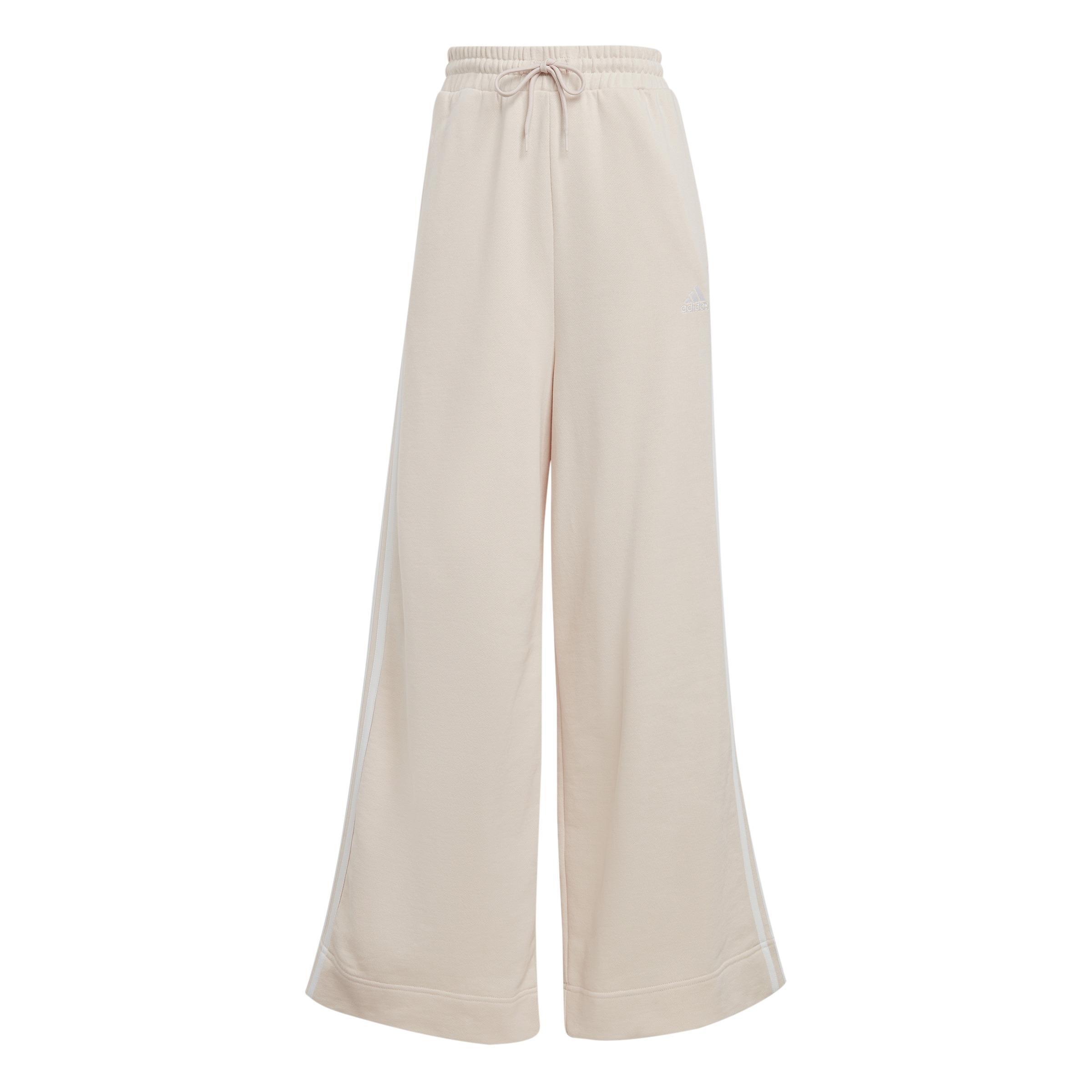 Essentials 3-Stripes French Terry Wide Joggers, Pink, A901_ONE, medium