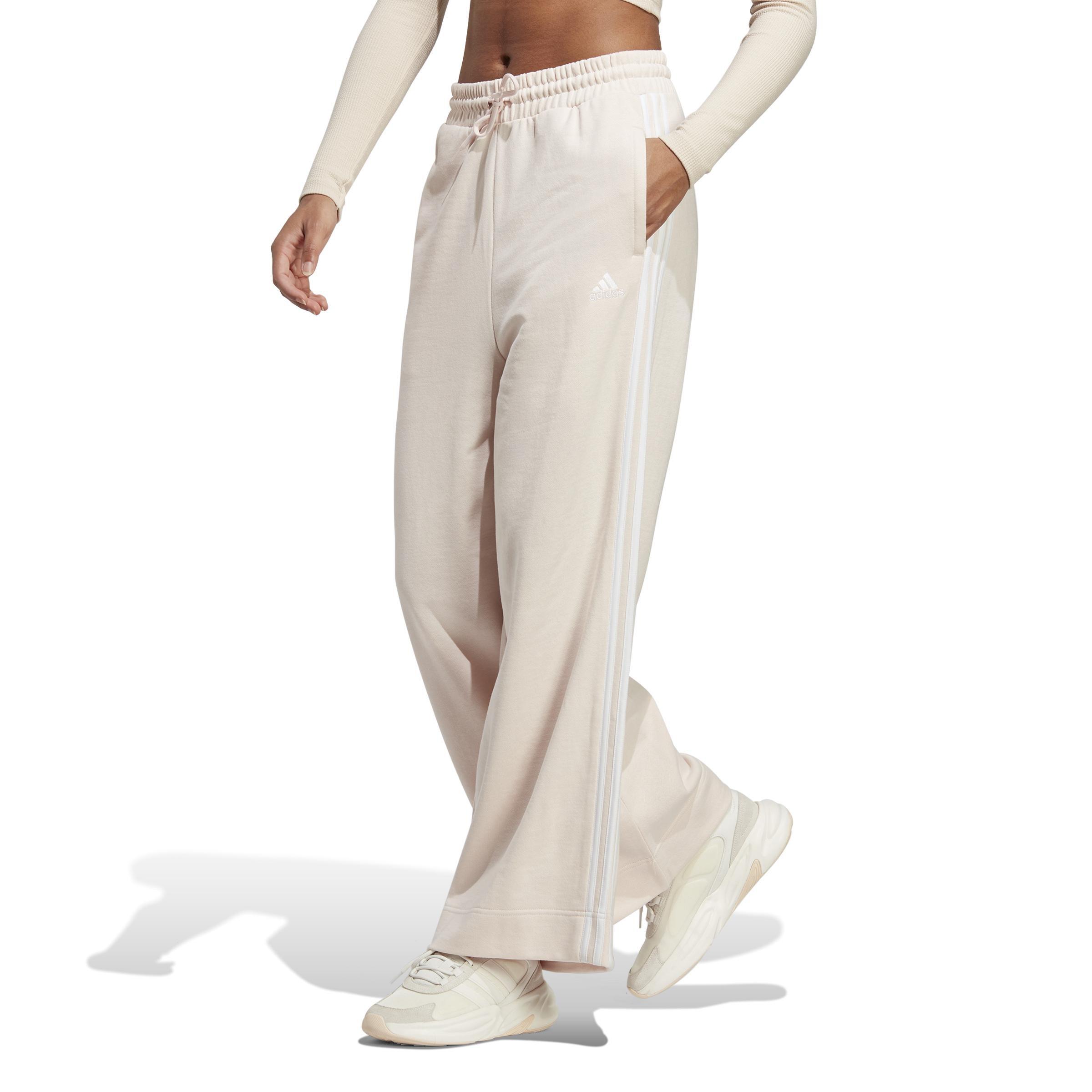 Essentials 3-Stripes French Terry Wide Joggers, Pink, A901_ONE, large image number 5