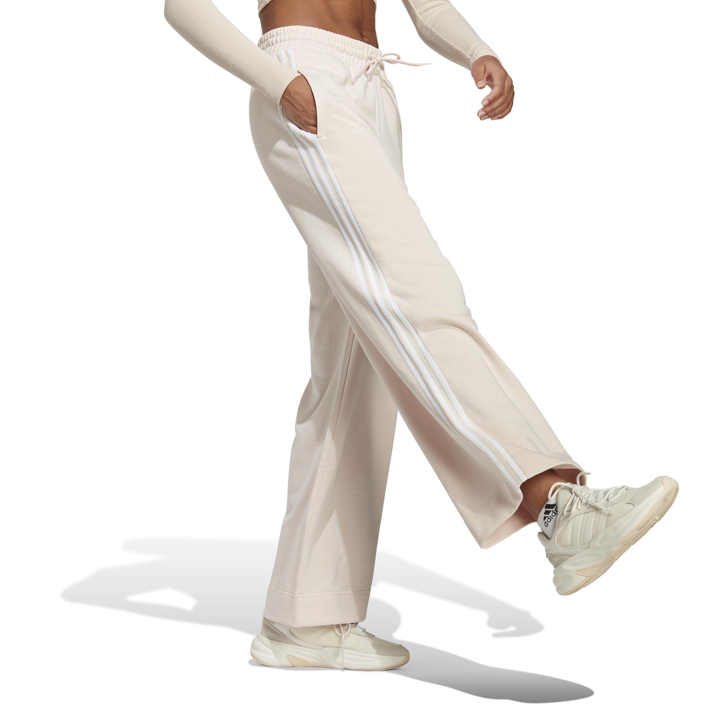 Essentials 3-Stripes French Terry Wide Joggers, Pink, A901_ONE, large image number 10