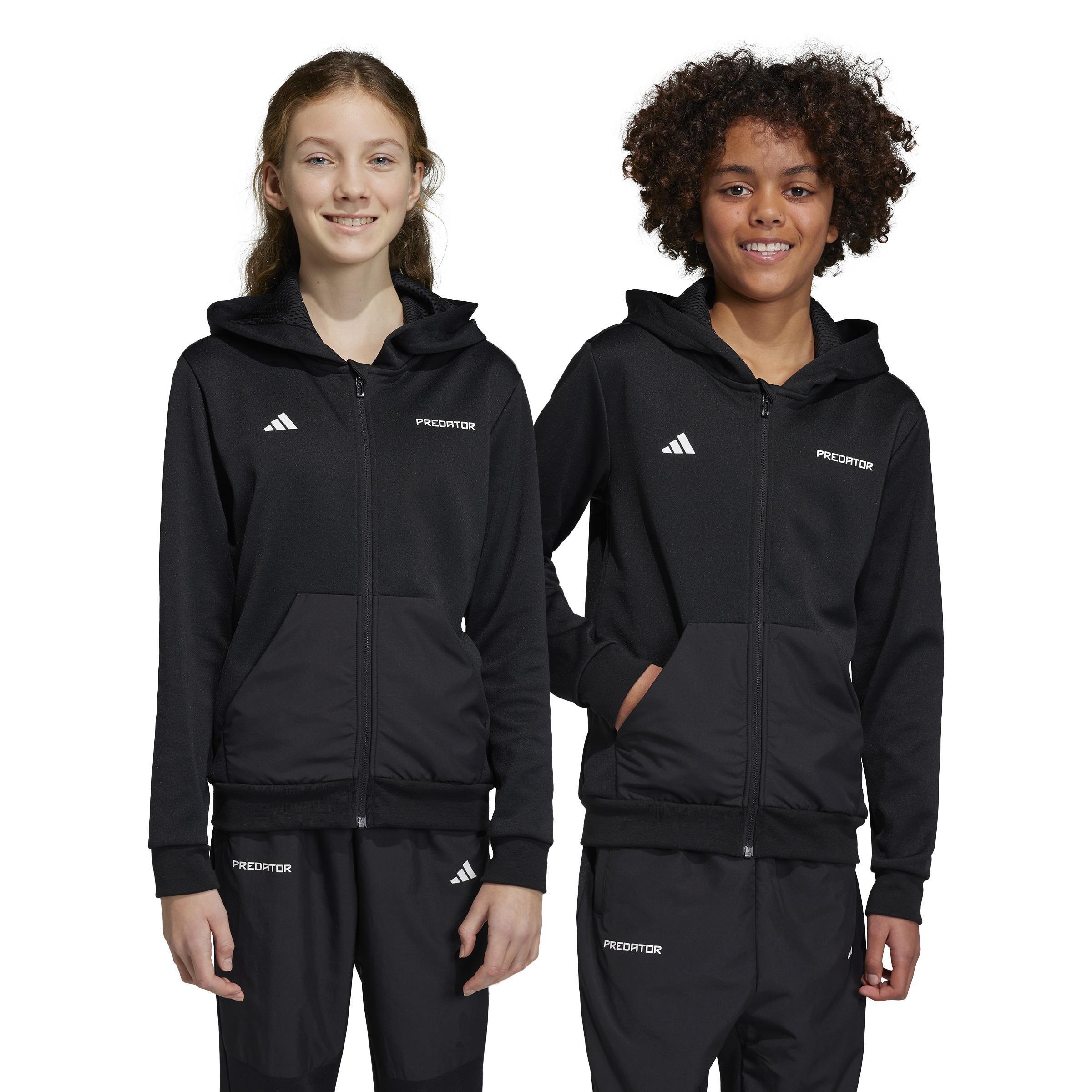 Unisex Junior Football-Inspired Predator Full-Zip Hoodie, Black, A901_ONE, large image number 0