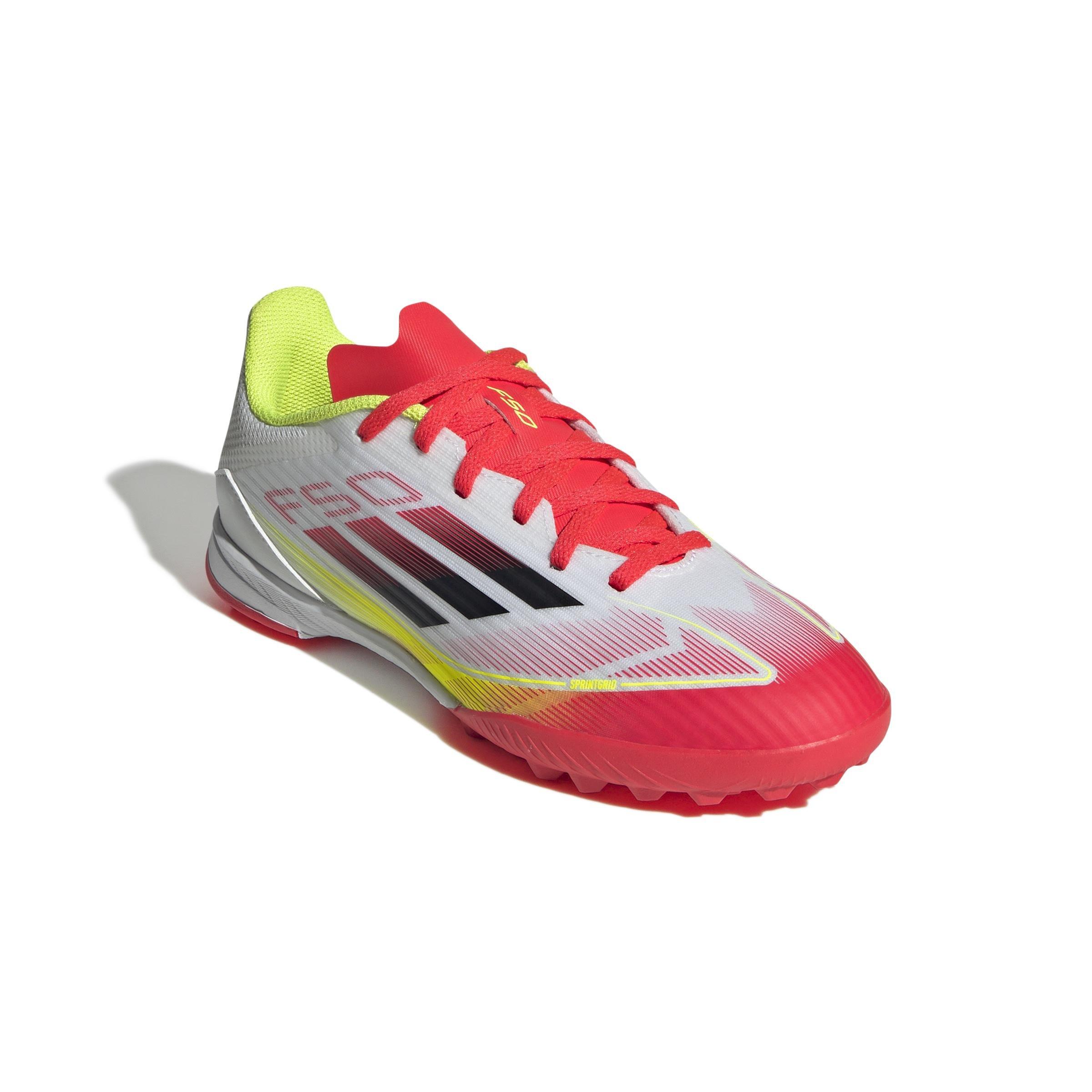 Kids Unisex F50 League Turf Boots, White, A901_ONE, large image number 4