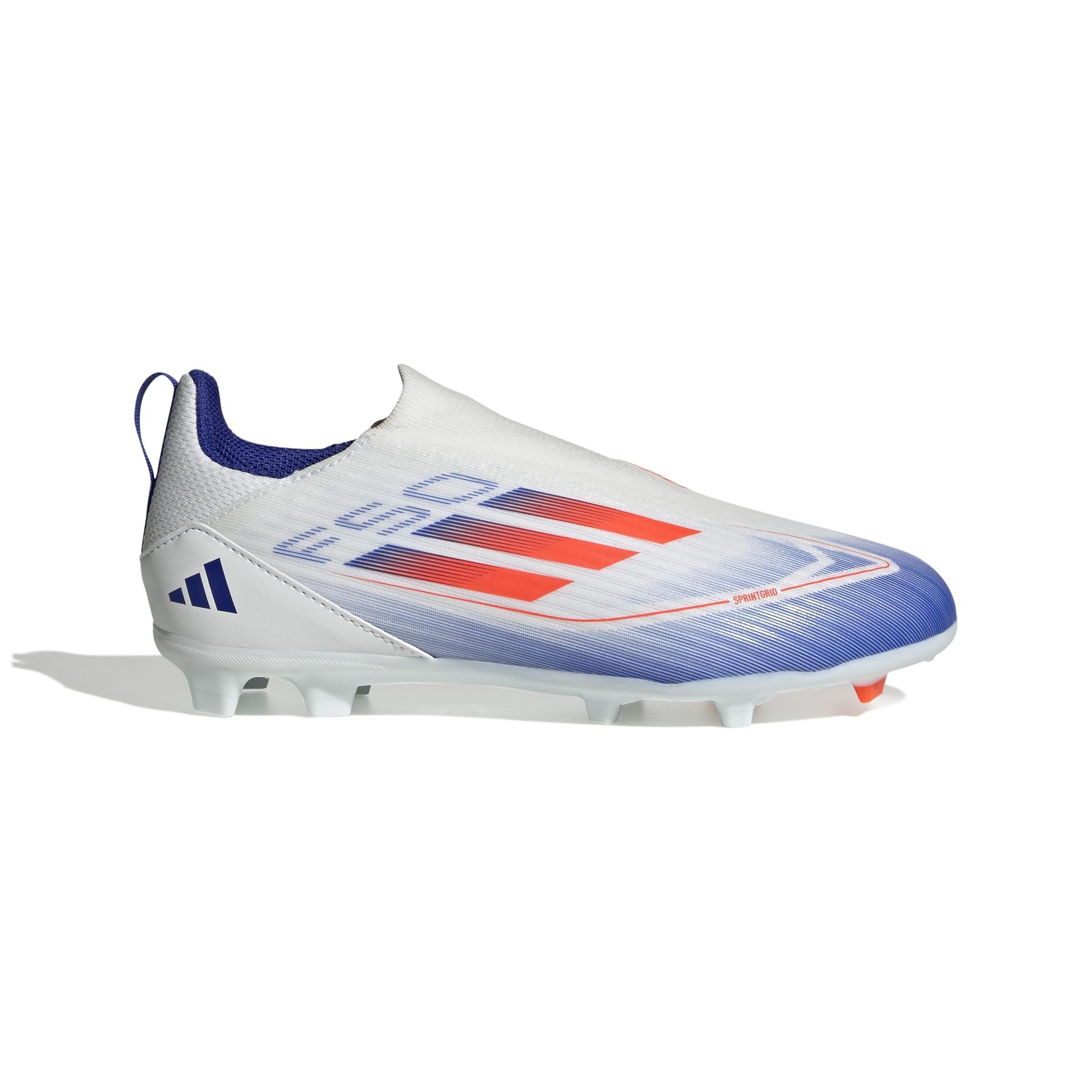 Unisex Kids F50 League Laceless Firm/Multi-Ground Boots, White, A901_ONE, large image number 0