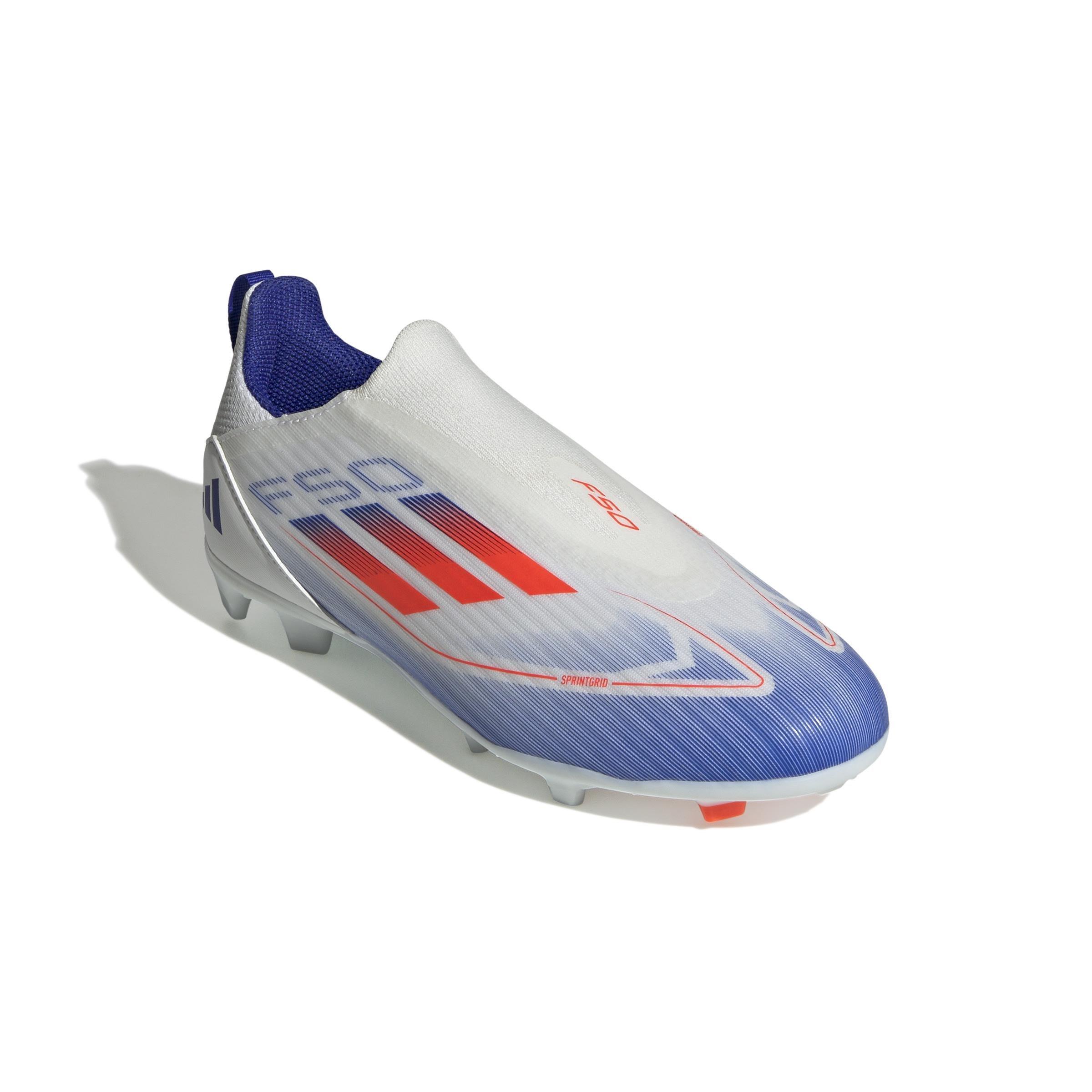 Unisex Kids F50 League Laceless Firm/Multi-Ground Boots, White, A901_ONE, large image number 2