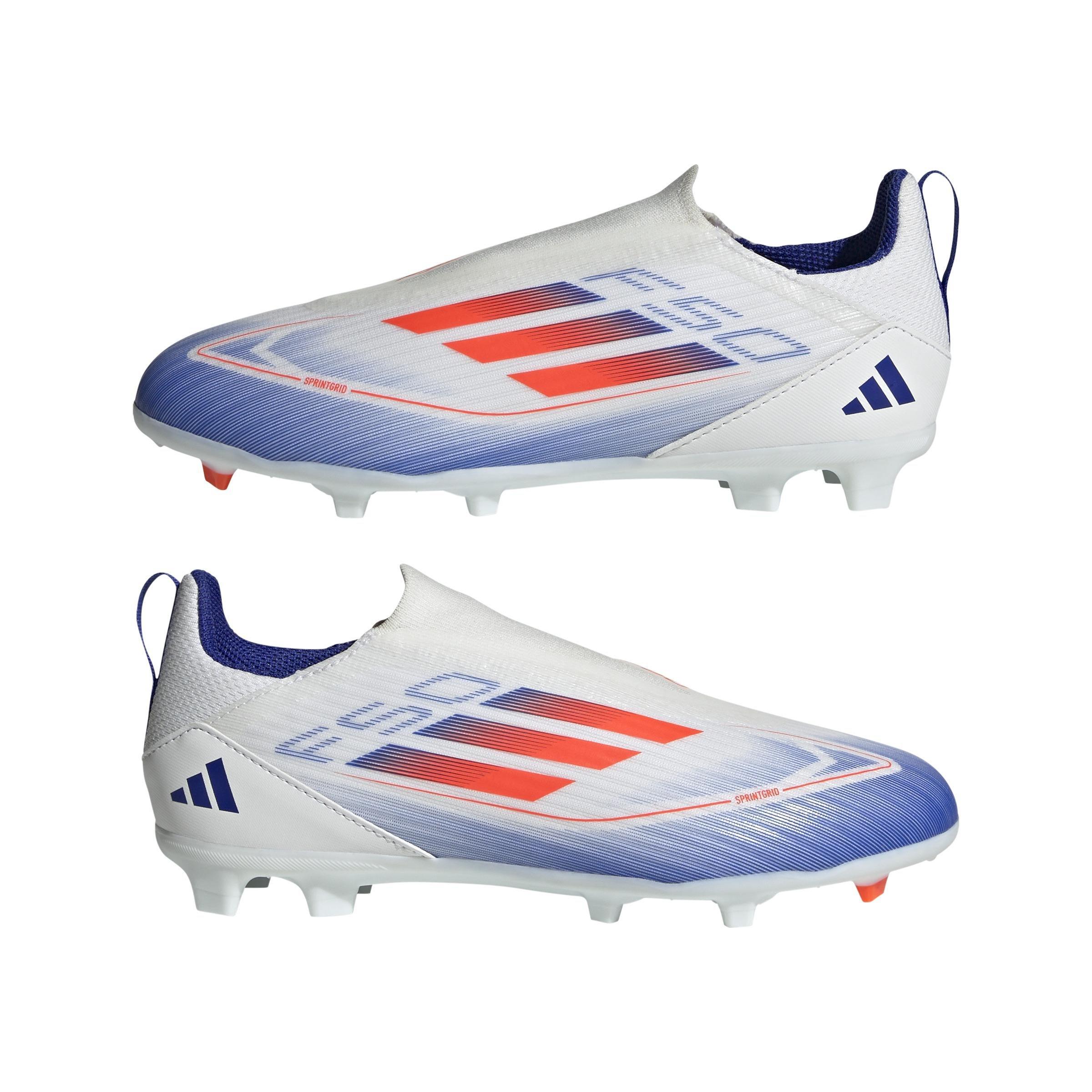 Unisex Kids F50 League Laceless Firm/Multi-Ground Boots, White, A901_ONE, large image number 12