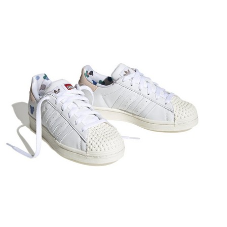 Unisex Kids Adidas Superstar X Lego Shoes, White, A901_ONE, large image number 0