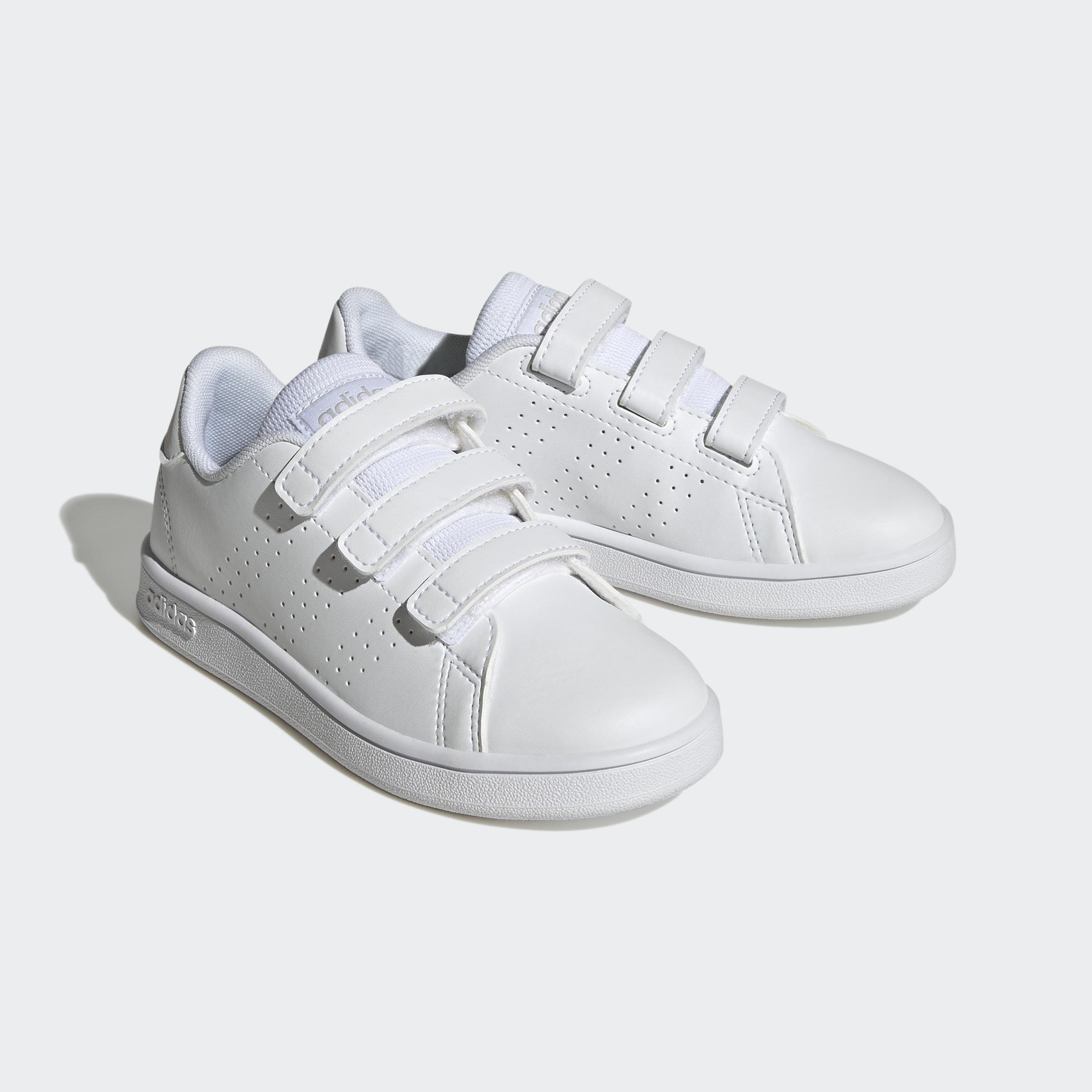 Unisex Kids Advantage Court Lifestyle Hook-And-Loop Shoes, White, A901_ONE, large image number 2
