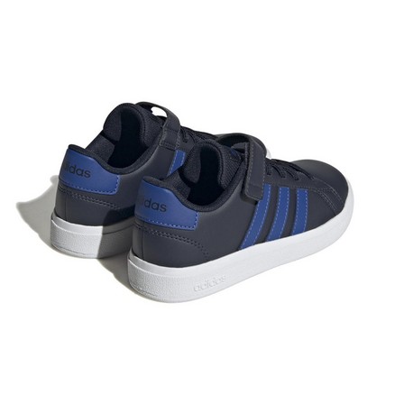 Kids Unisex Grand Court Elastic Lace And Top Strap Shoes, Blue, A901_ONE, large image number 1