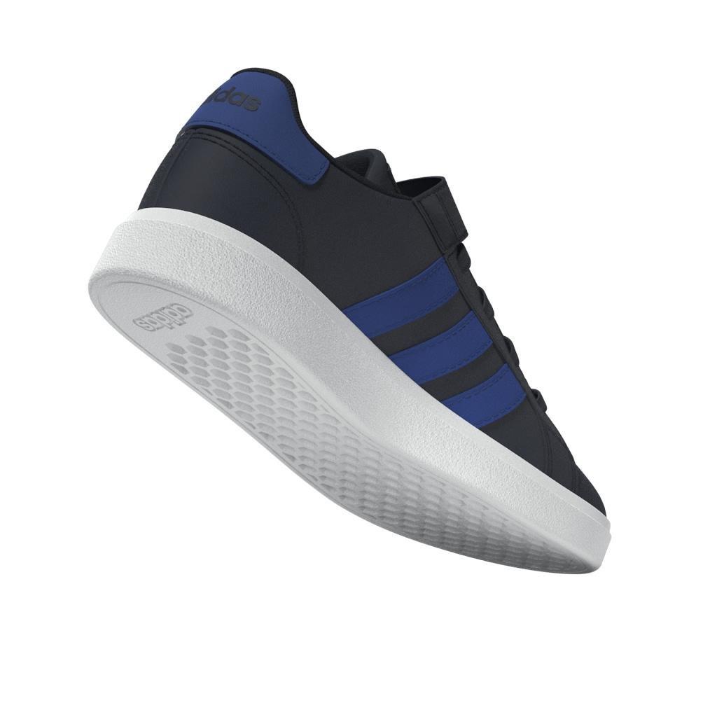 Unisex Kids Grand Court Elastic Lace And Top Strap Shoes, Blue, A901_ONE, large image number 4