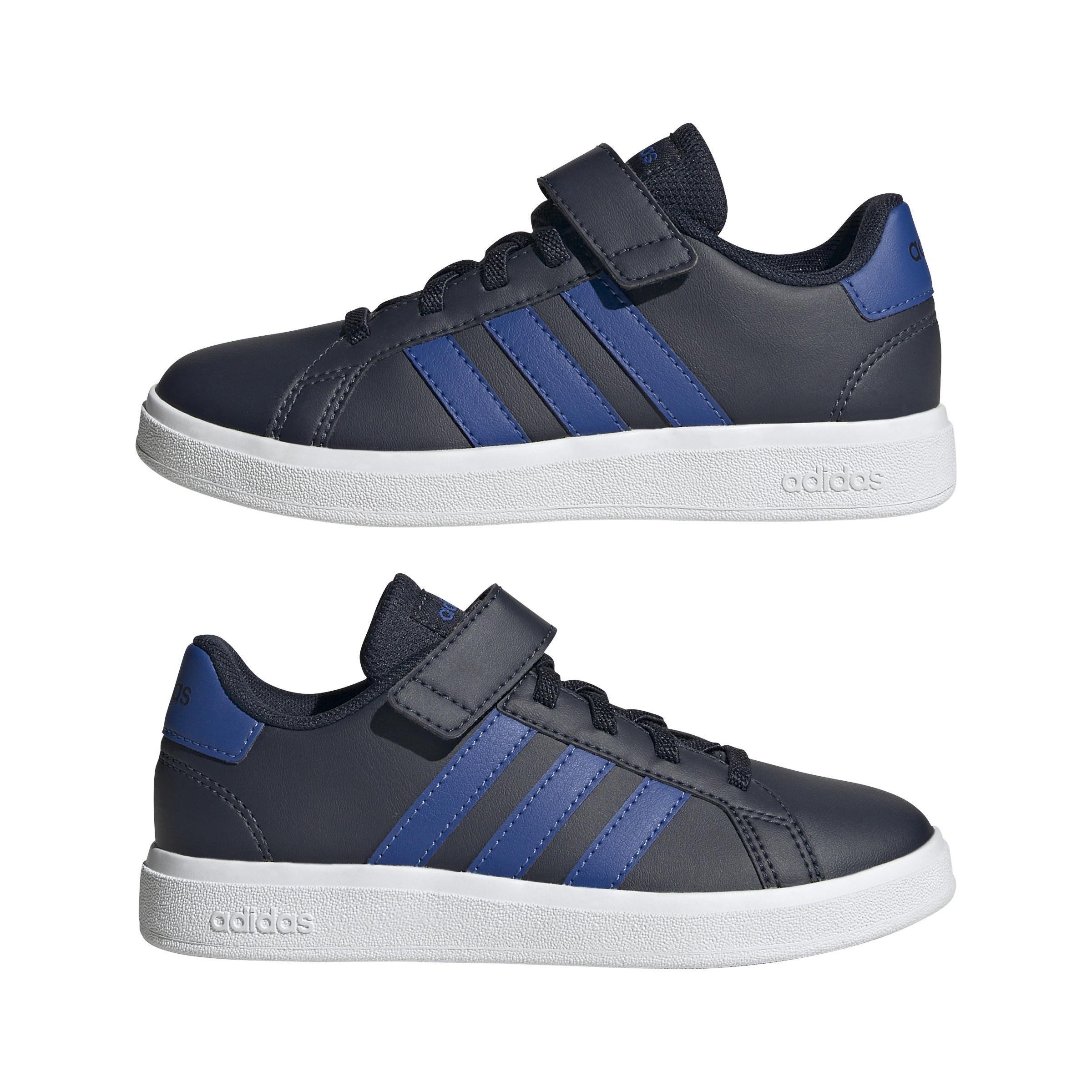 Unisex Kids Grand Court Elastic Lace And Top Strap Shoes, Blue, A901_ONE, large image number 6