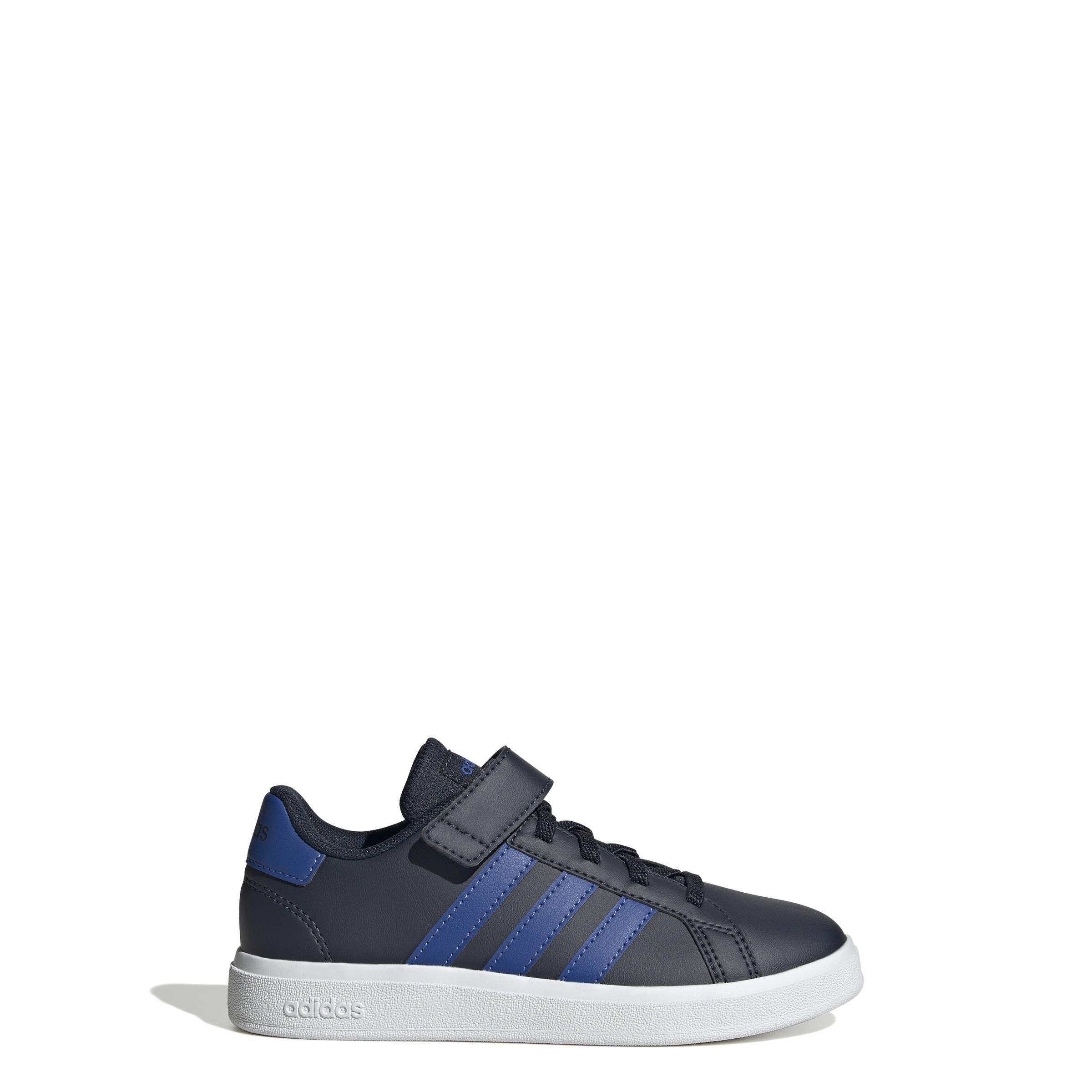 Unisex Kids Grand Court Elastic Lace And Top Strap Shoes, Blue, A901_ONE, large image number 7