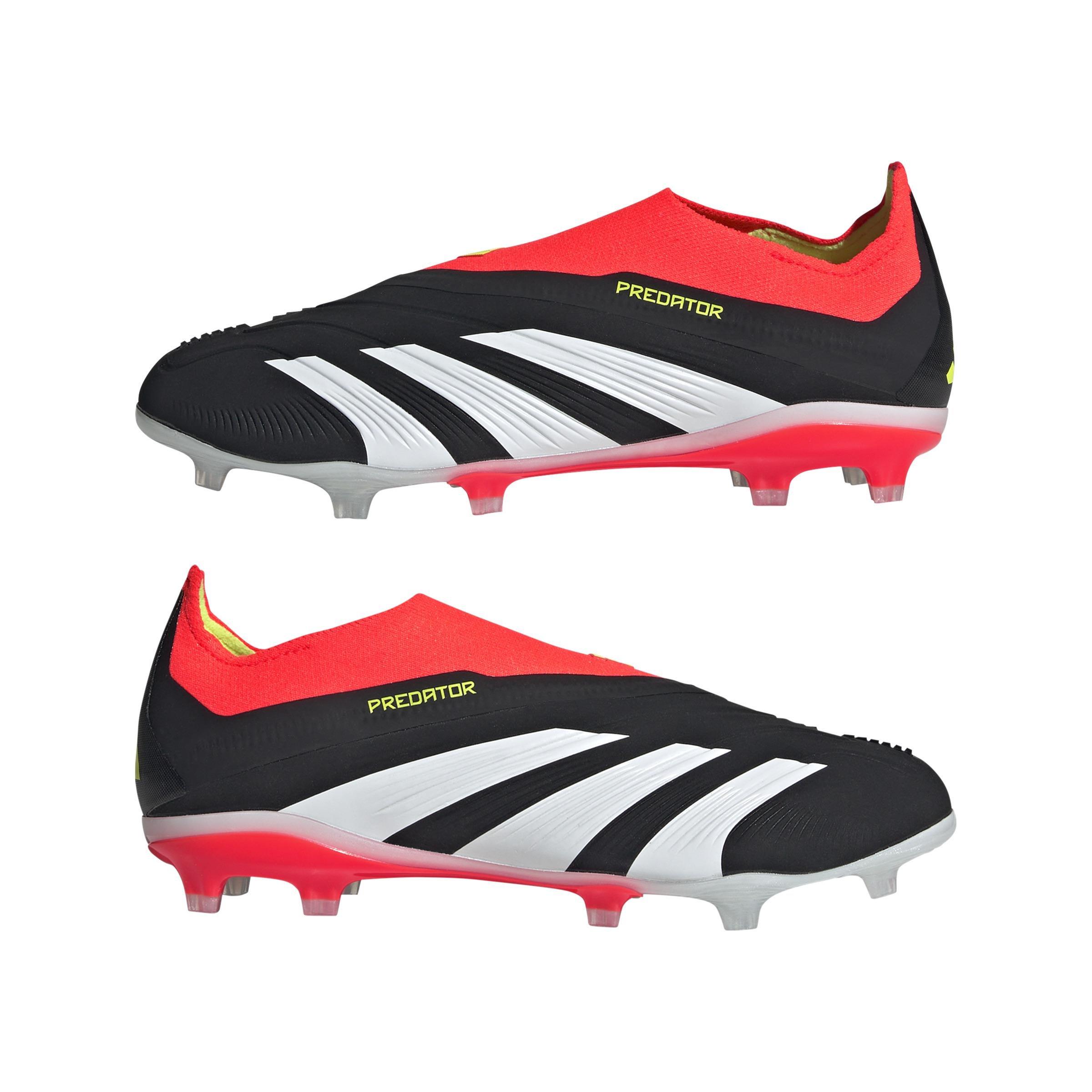 Unisex Kids Predator Elite Laceless Firm Ground Football Boots, Black, , large image number 12
