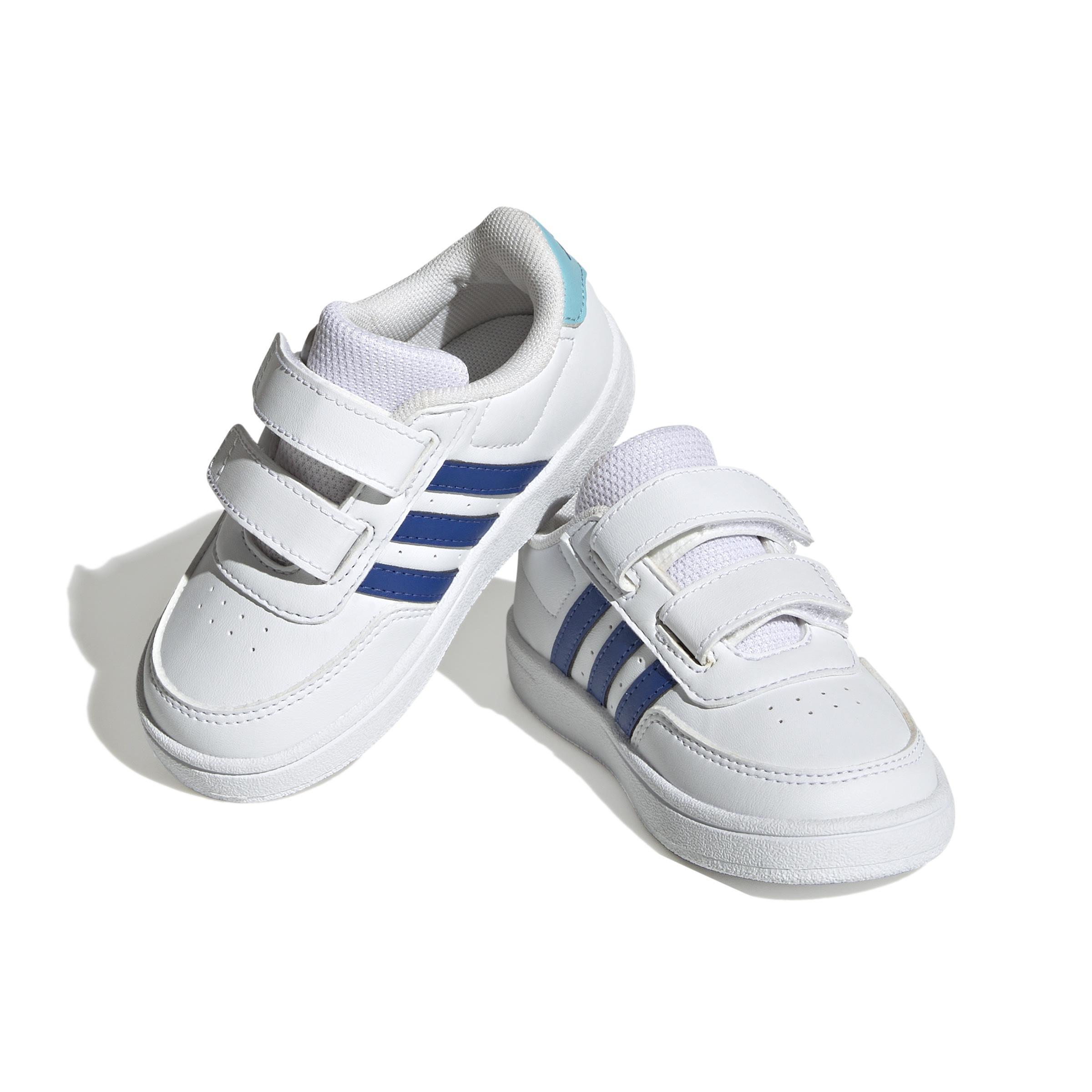 Unisex Kids Breaknet Lifestyle Court Two-Strap Hook-and-Loop Shoes, White, A901_ONE, large image number 0