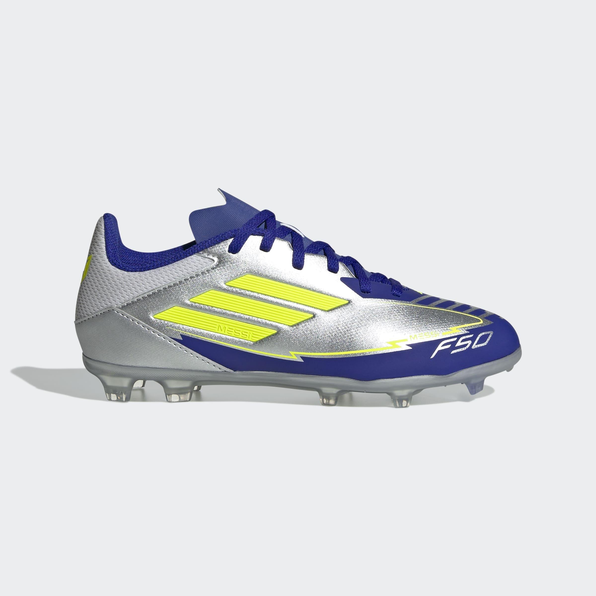 Kids Unisex F50 League Messi Firm/Multi-Ground Boots, Grey, A901_ONE, large image number 1