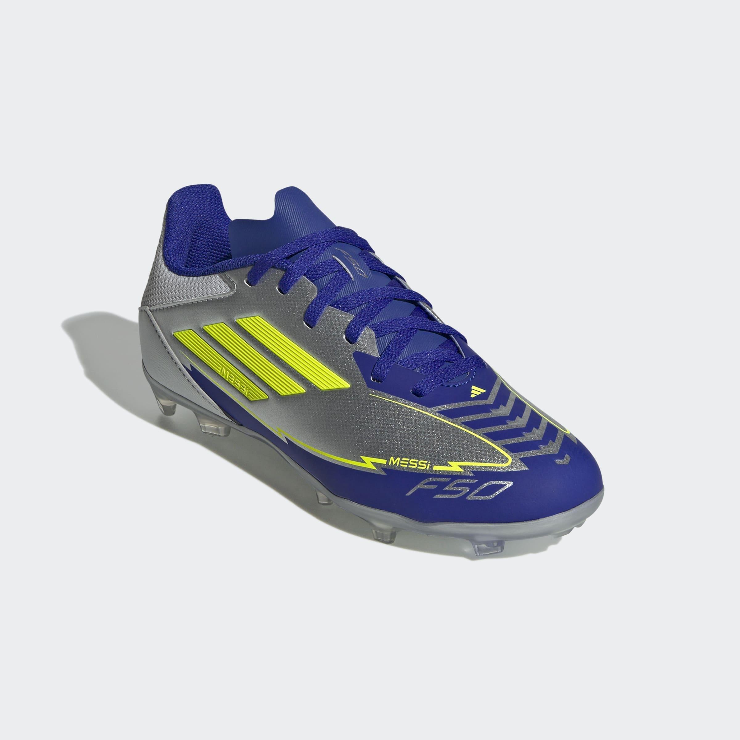 Kids Unisex F50 League Messi Firm/Multi-Ground Boots, Grey, A901_ONE, large image number 4