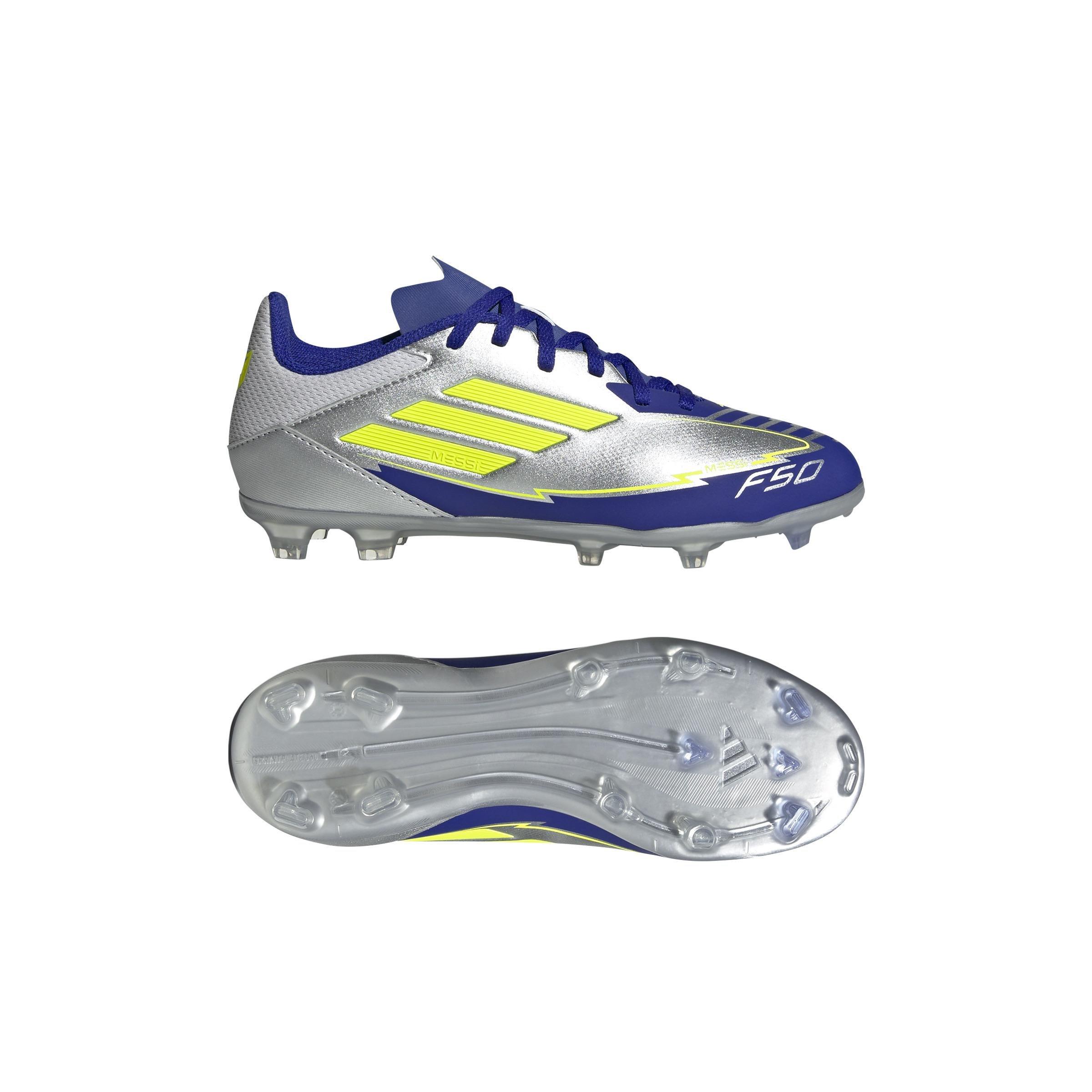 Kids Unisex F50 League Messi Firm/Multi-Ground Boots, Grey, A901_ONE, large image number 14