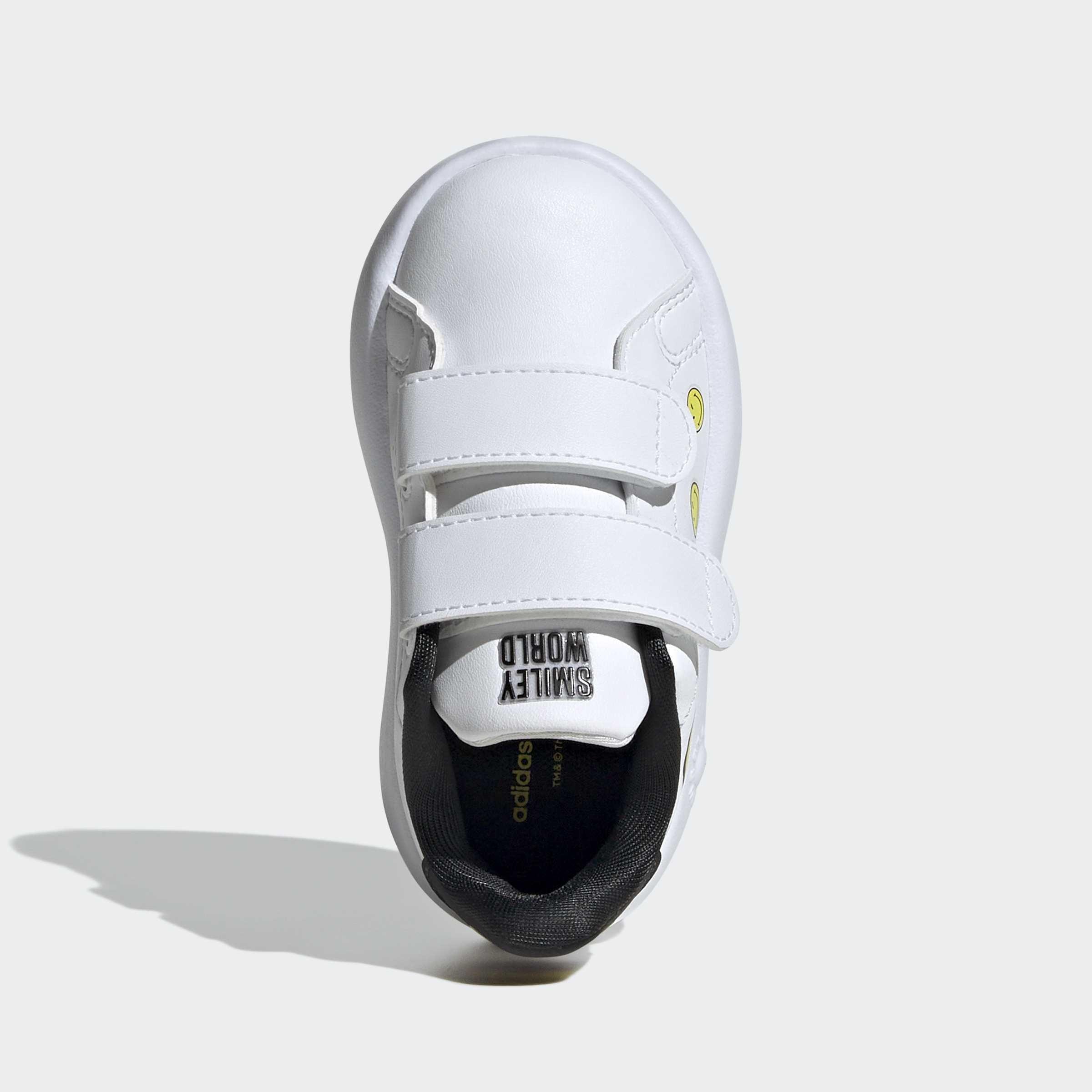 Kids Unisex Adidas Smiley Advantage Shoes, White, A901_ONE, large image number 1
