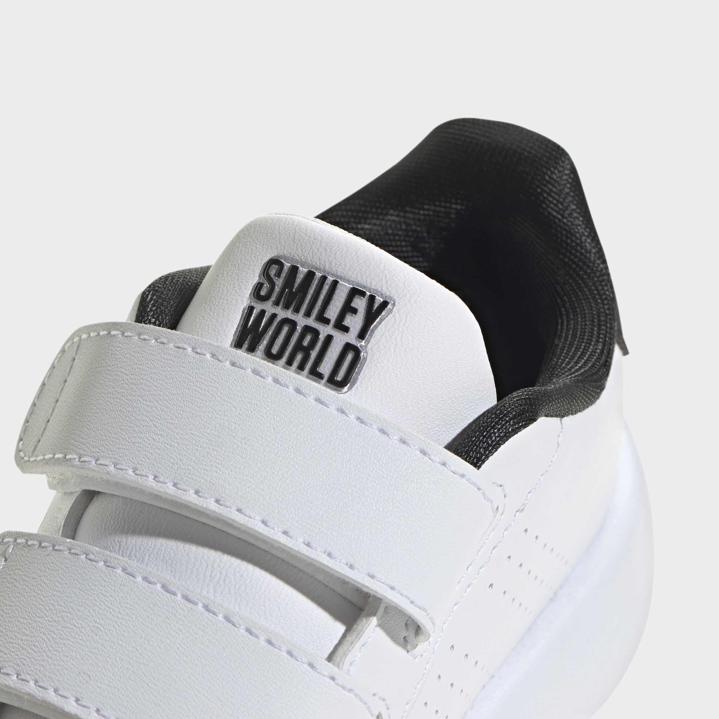 Kids Unisex Adidas Smiley Advantage Shoes, White, A901_ONE, large image number 5