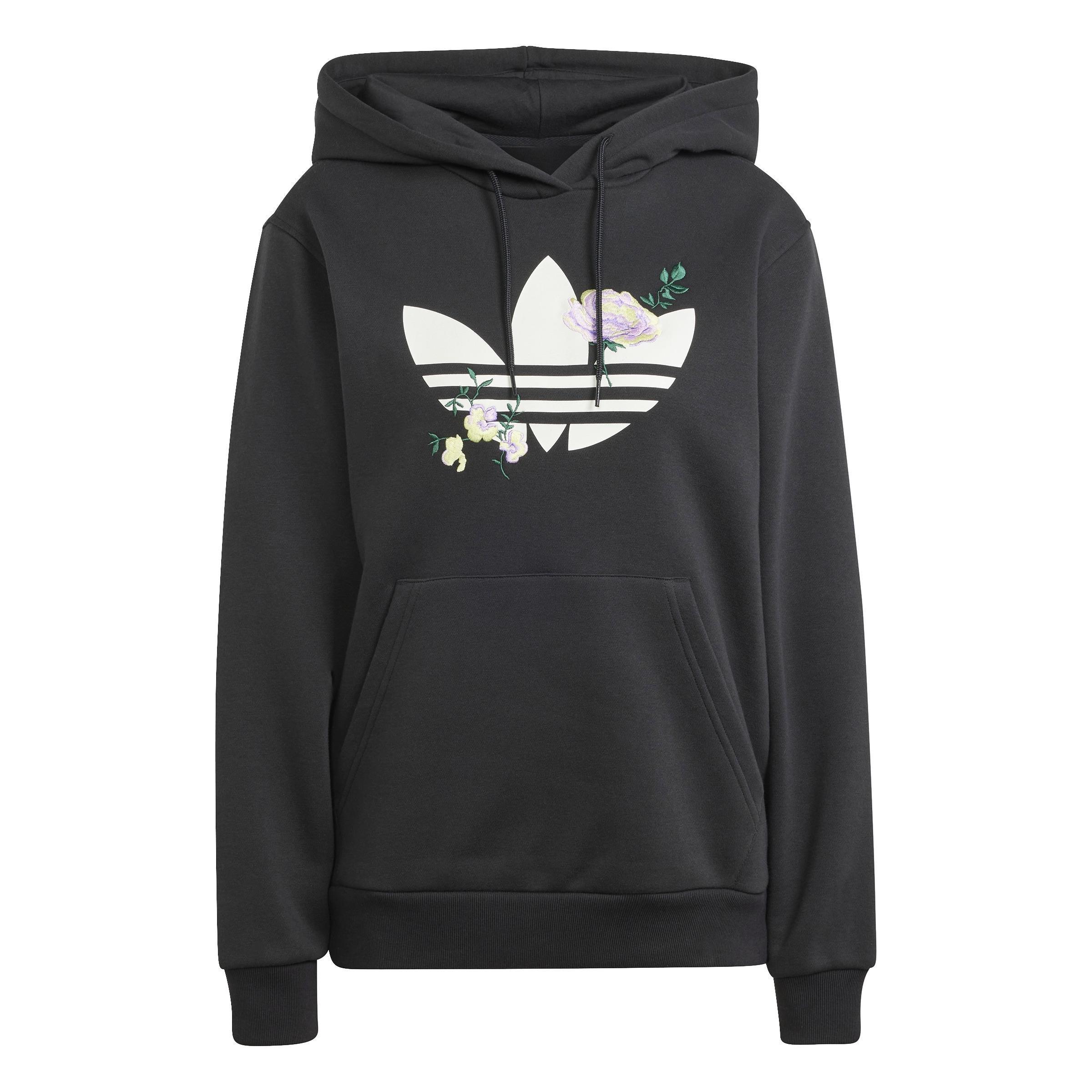 Flower Embroidery Hoodie, Black, , large image number 1