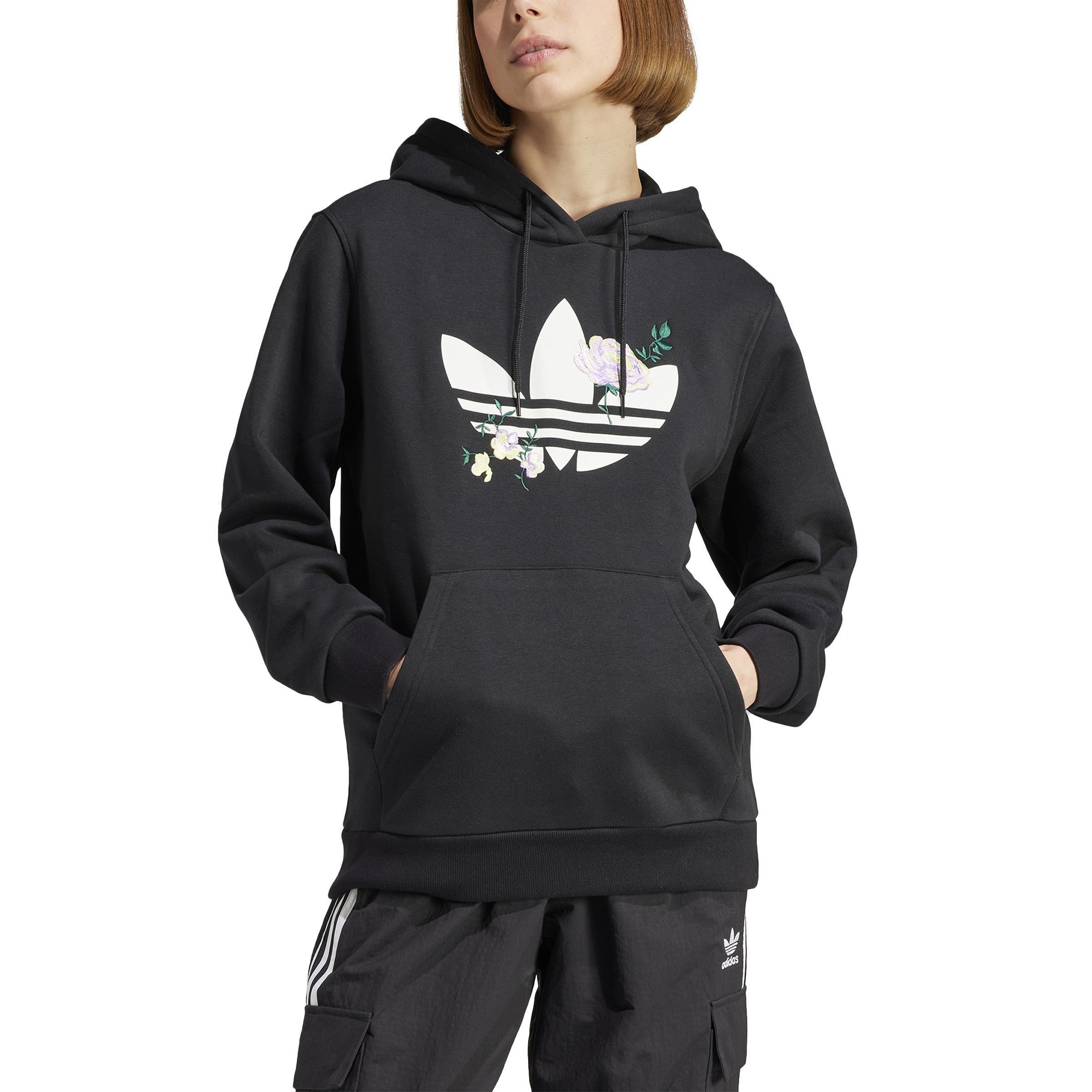 Flower Embroidery Hoodie, Black, , large image number 2