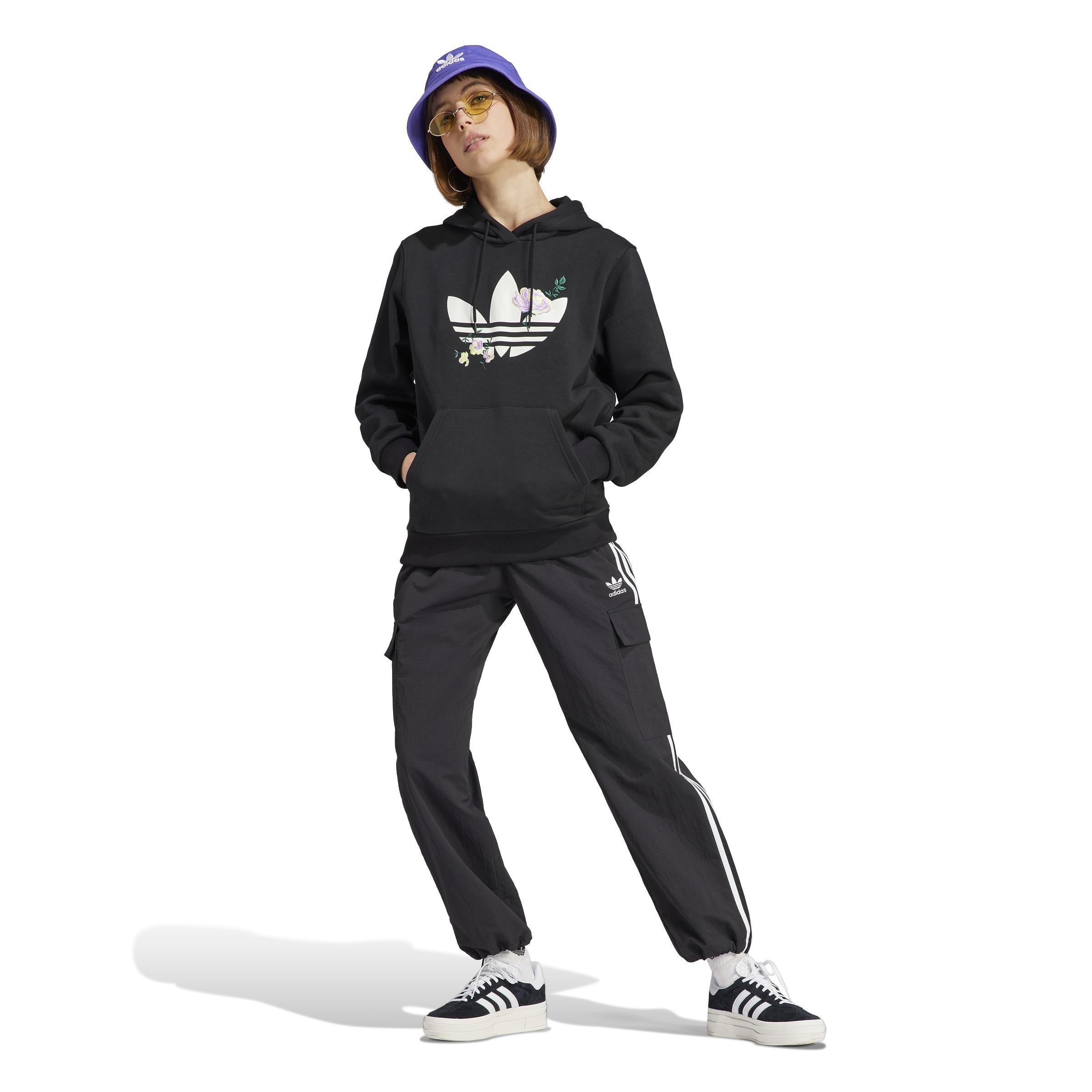 Flower Embroidery Hoodie, Black, , large image number 8