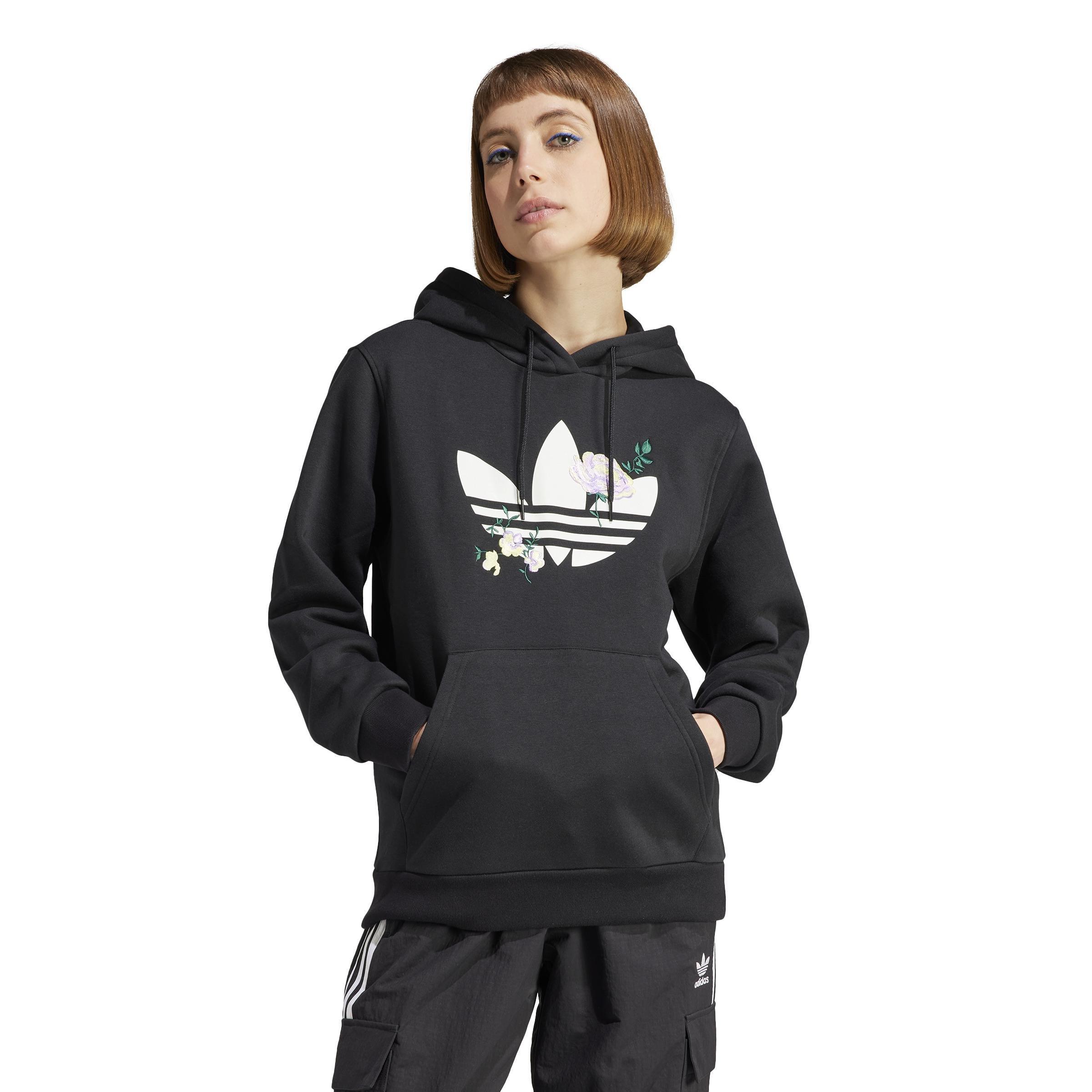 Flower Embroidery Hoodie, Black, , large image number 10