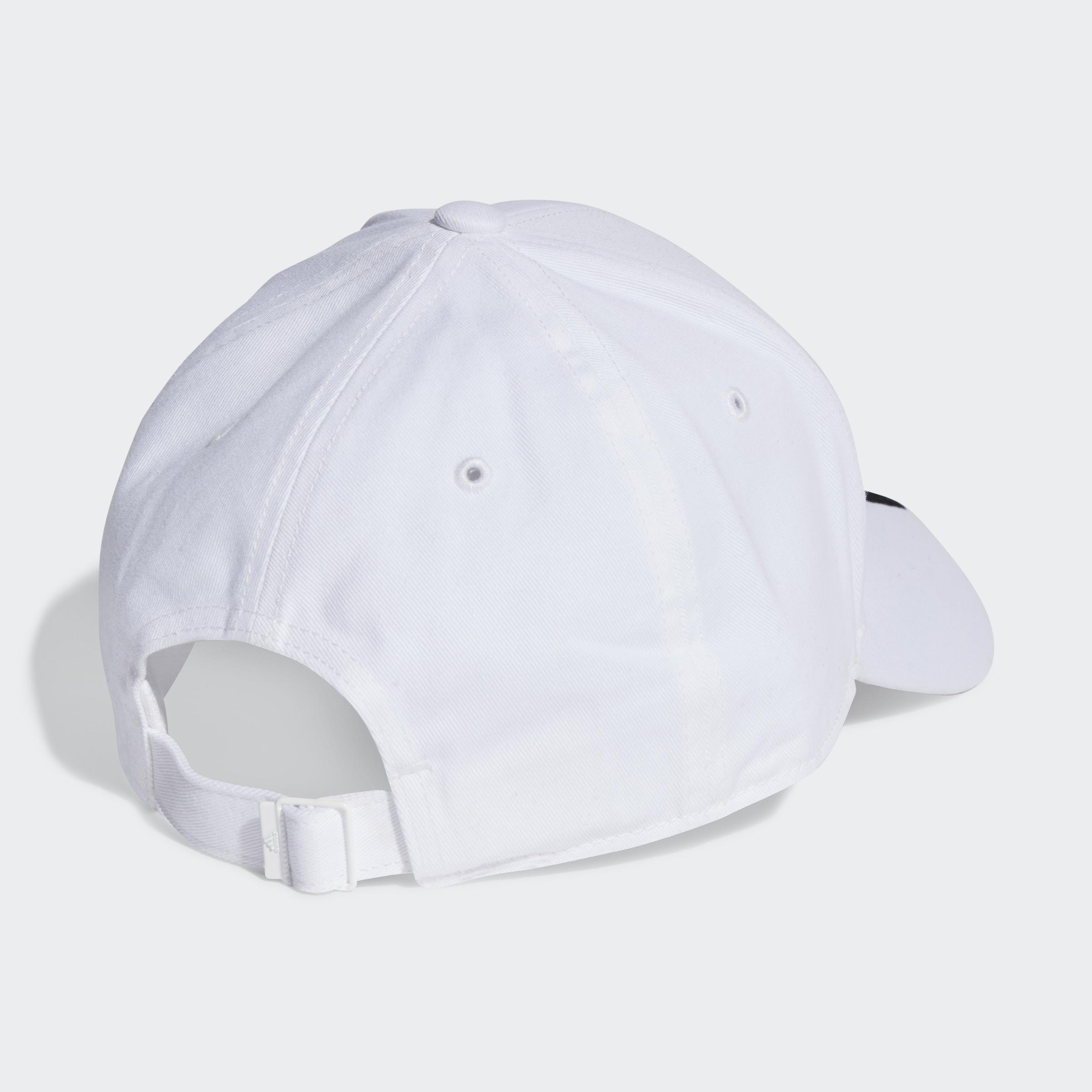 Unisex 3-Stripes Cotton Twill Baseball Cap, White, A901_ONE, medium
