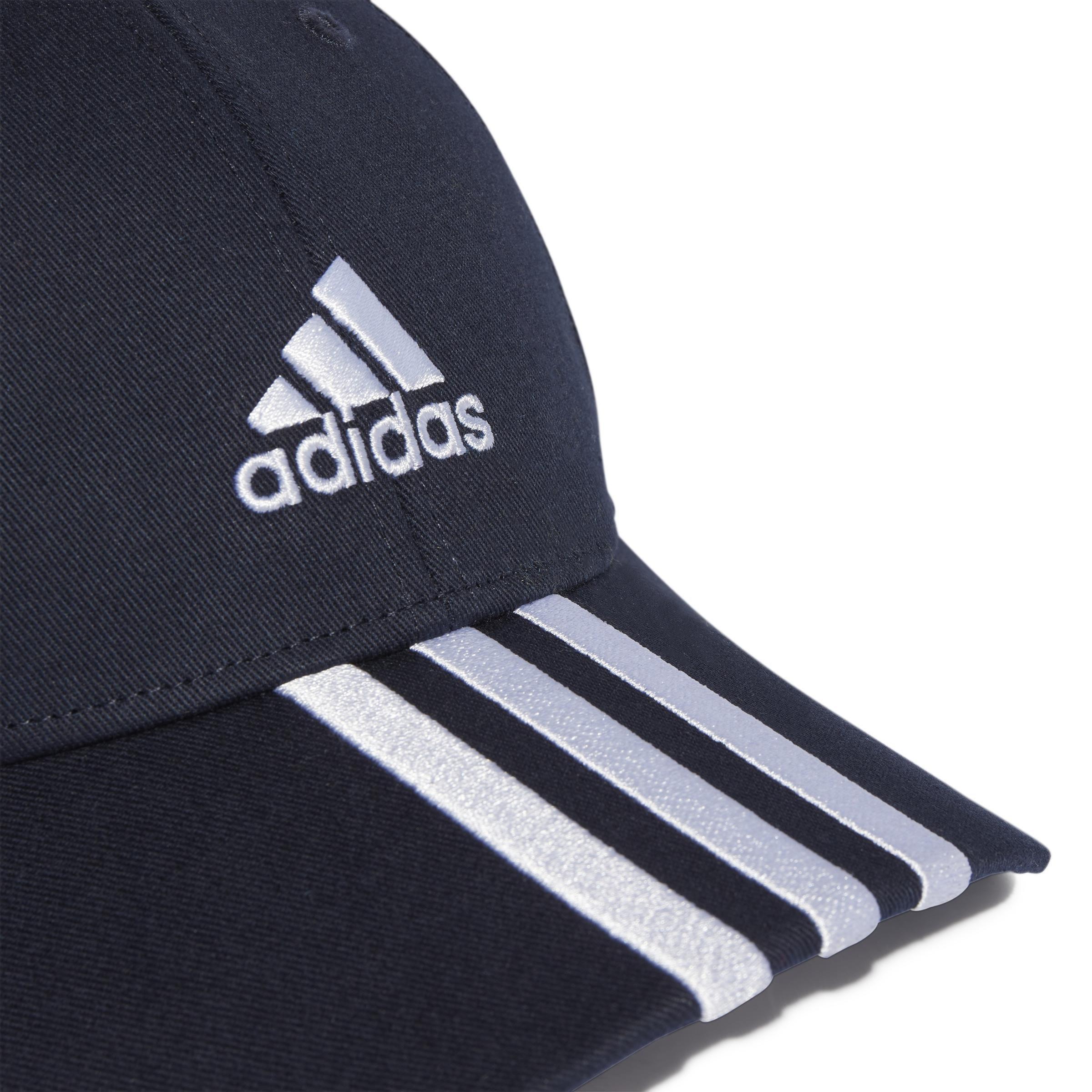 Unisex 3-Stripes Cotton Twill Baseball Cap, Blue, A901_ONE, large image number 0