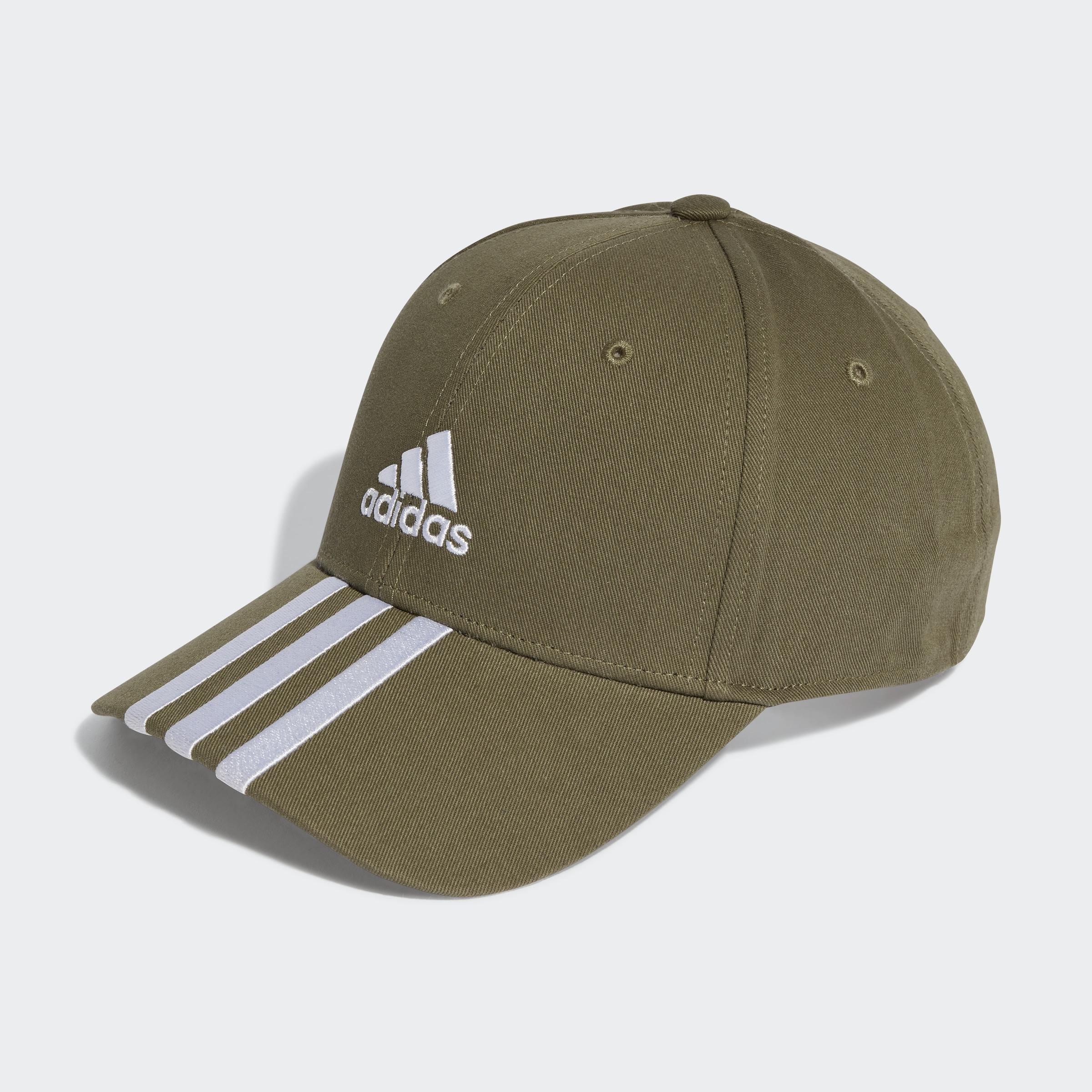 Unisex 3-Stripes Cotton Twill Baseball Cap, Green