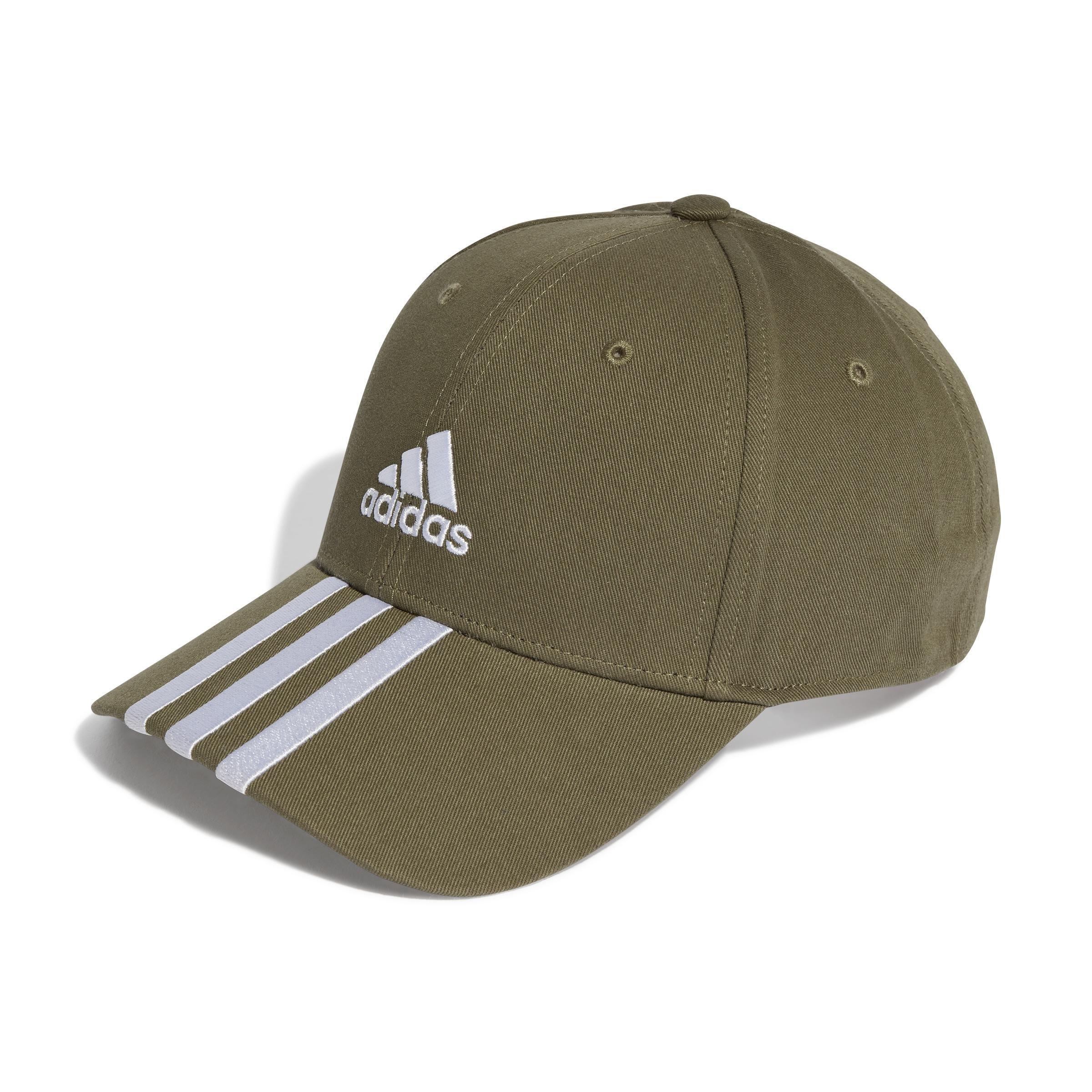 Unisex 3-Stripes Cotton Twill Baseball Cap, Green