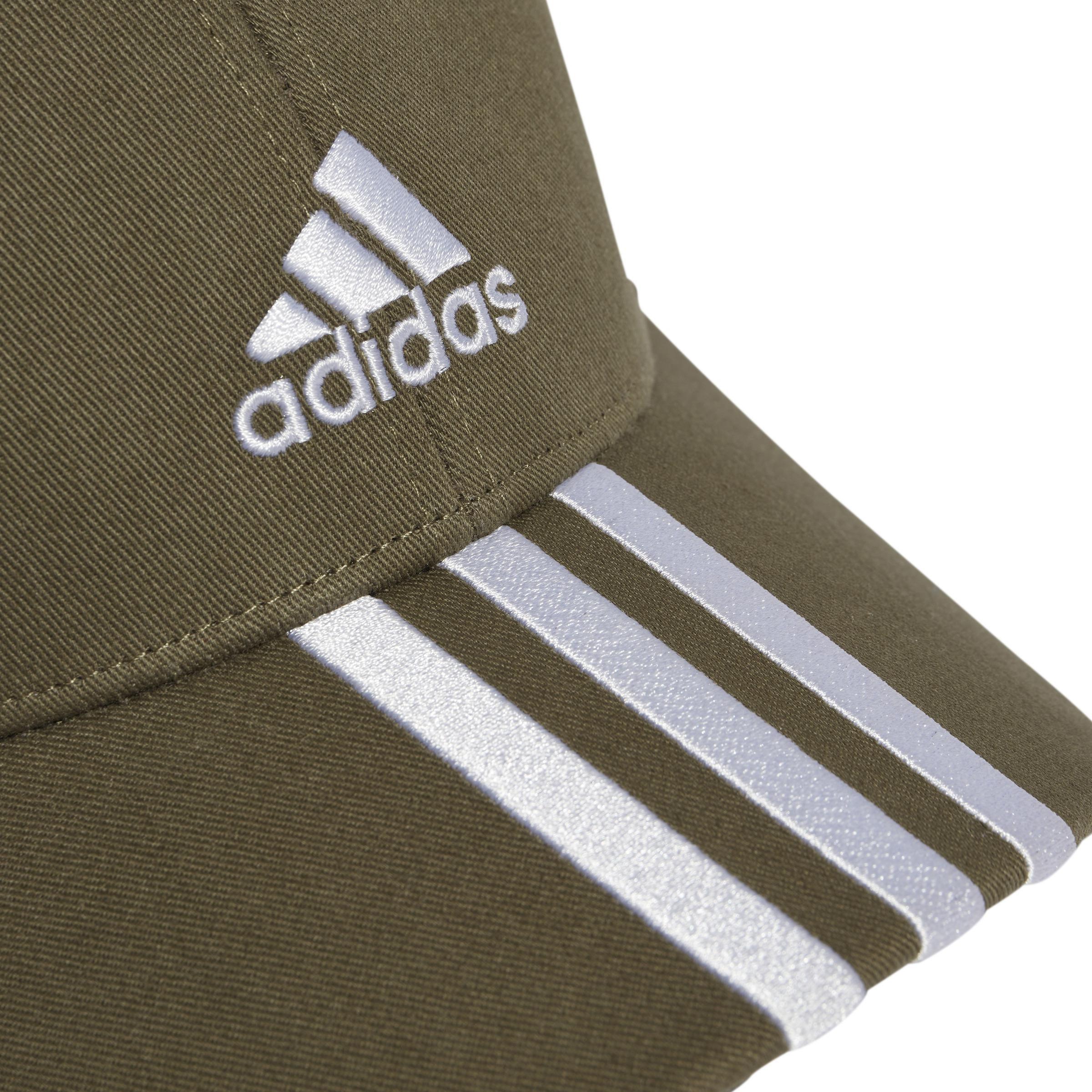 Unisex 3-Stripes Cotton Twill Baseball Cap, Green, A901_ONE, large image number 7