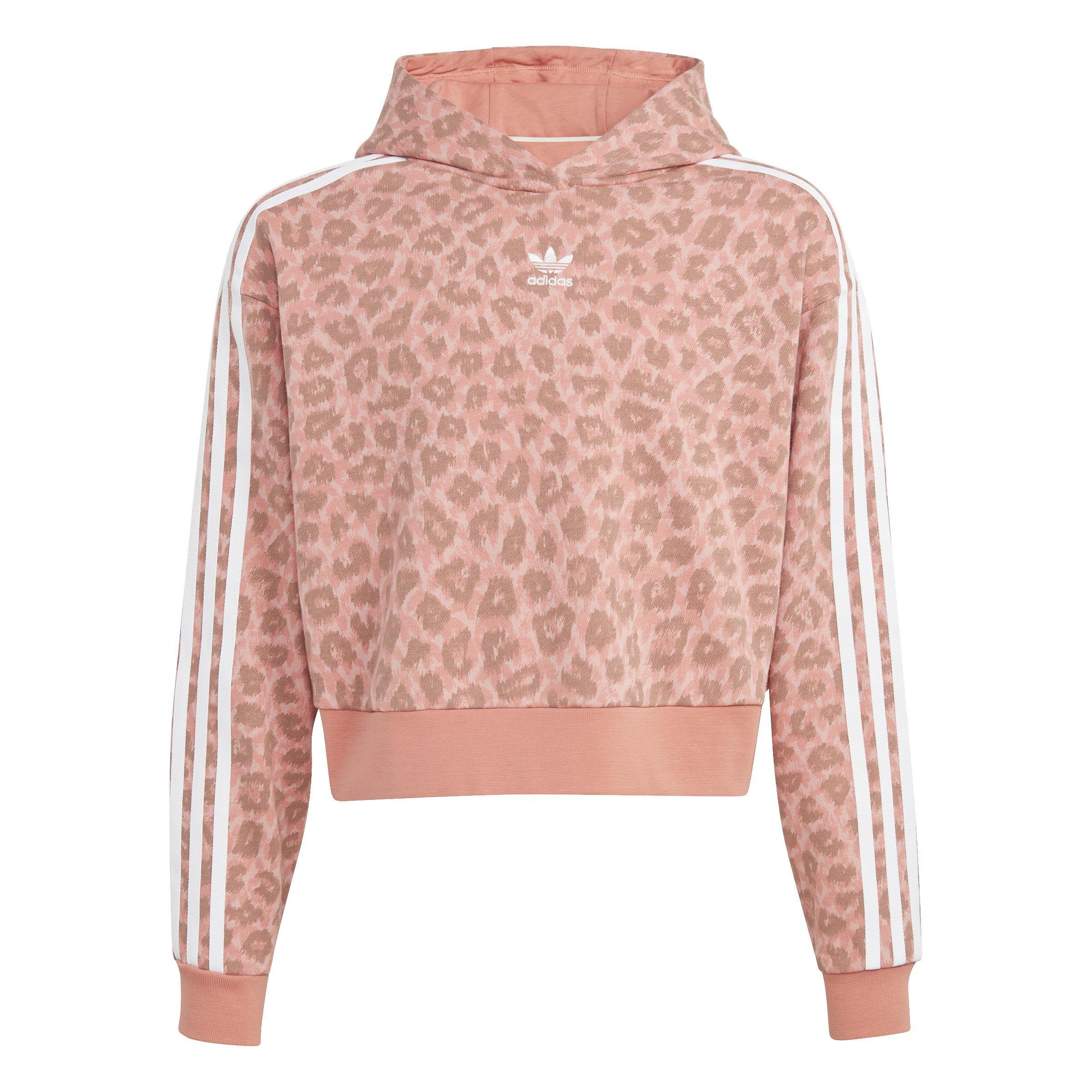 Kids Animal Allover Print Crop Hoodie, Pink, , large image number 0
