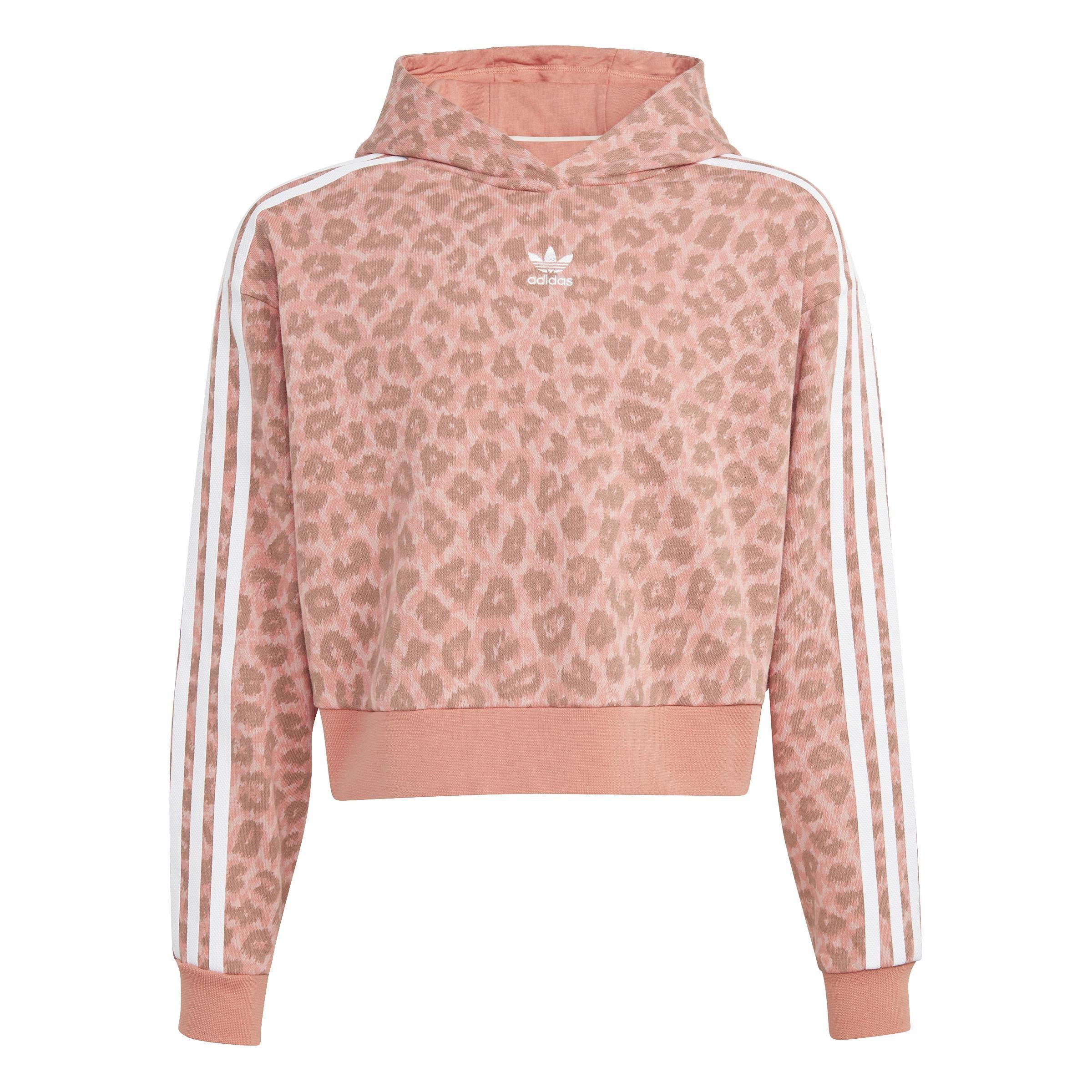 Kids Animal Allover Print Crop Hoodie, Pink, , large image number 1
