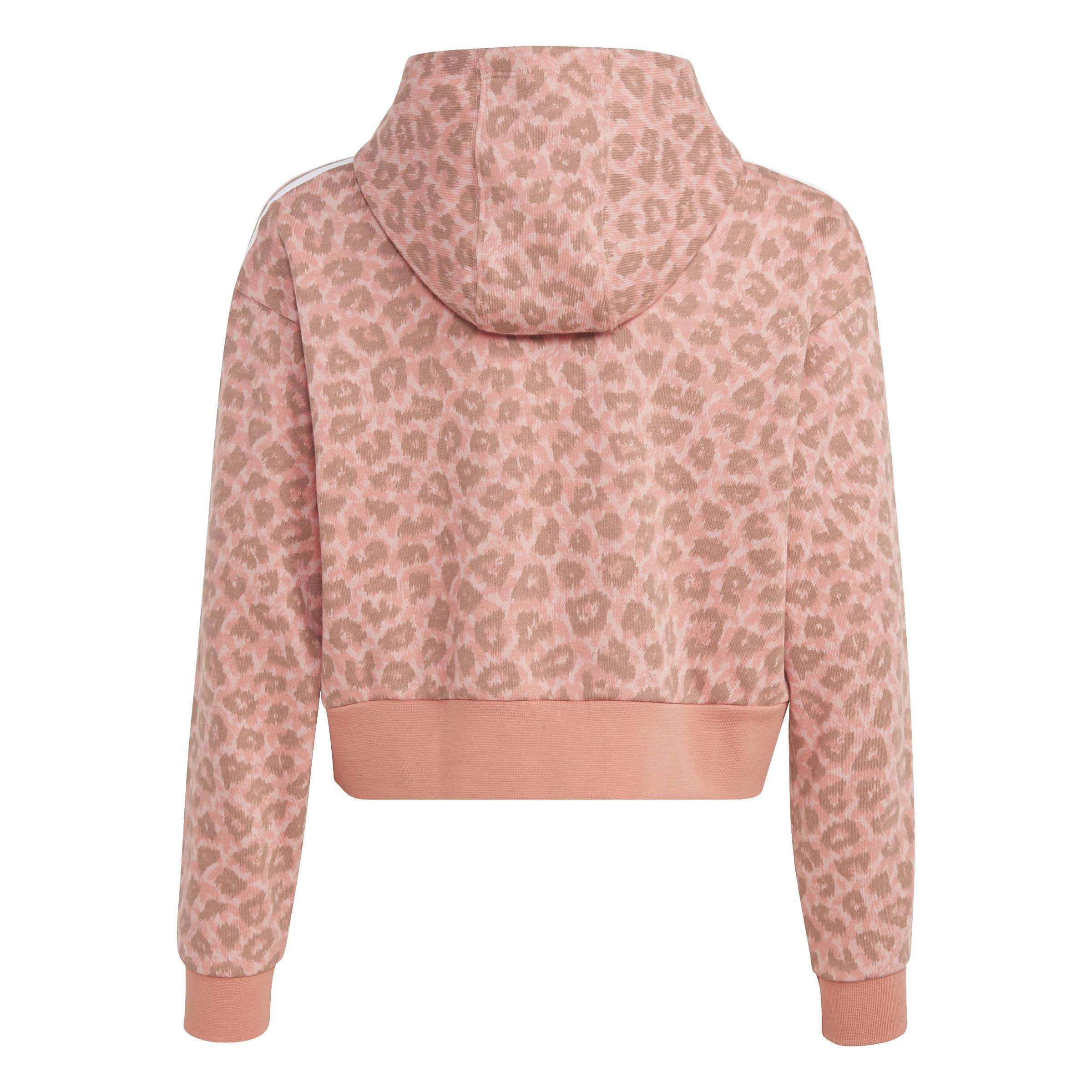Kids Animal Allover Print Crop Hoodie, Pink, A901_ONE, medium