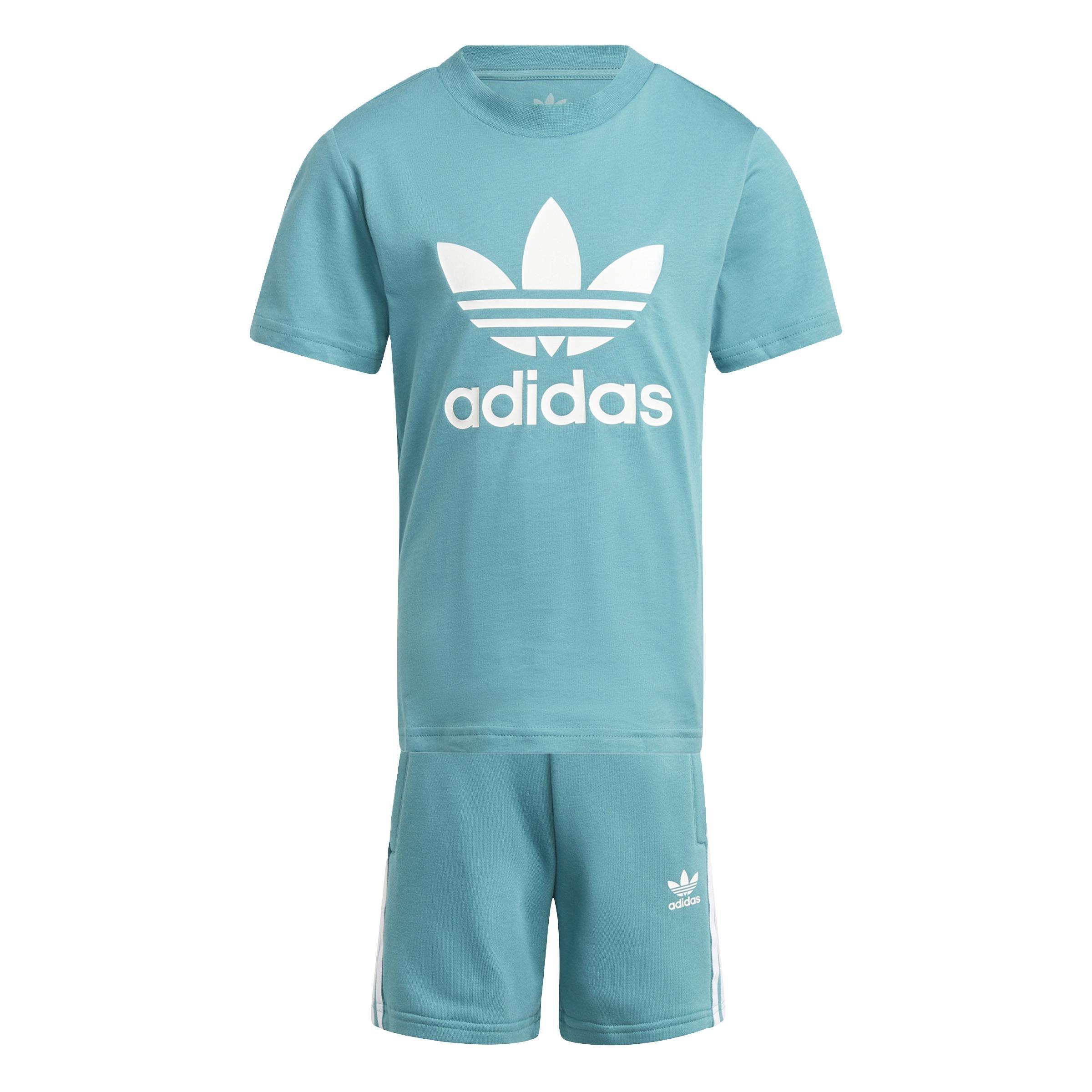 Unisex Kids Adicolor Shorts And Tee Set, Turquoise, A901_ONE, large image number 0