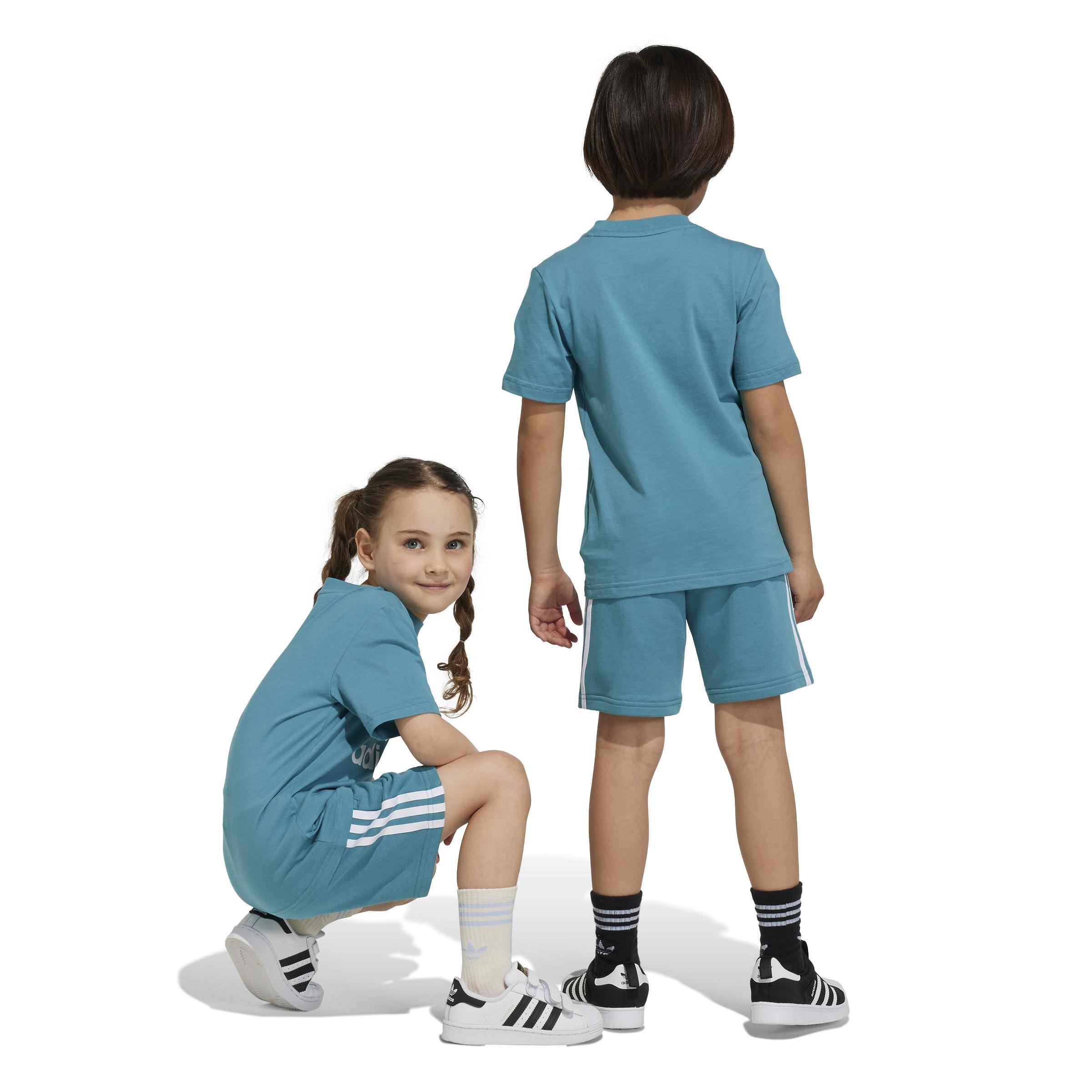 Unisex Kids Adicolor Shorts And Tee Set, Turquoise, A901_ONE, large image number 1