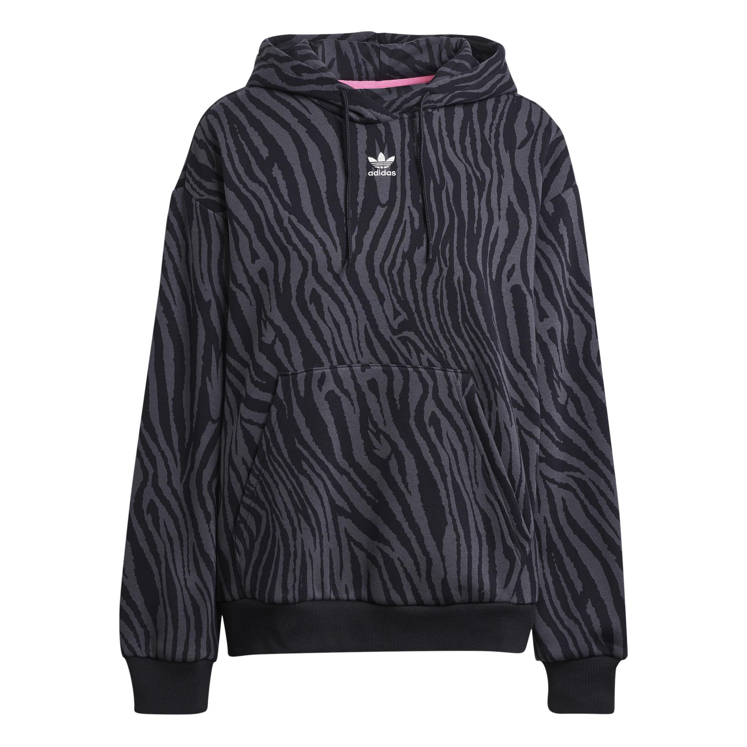 Allover Zebra Animal Print Essentials Hoodie, Grey, , large image number 0