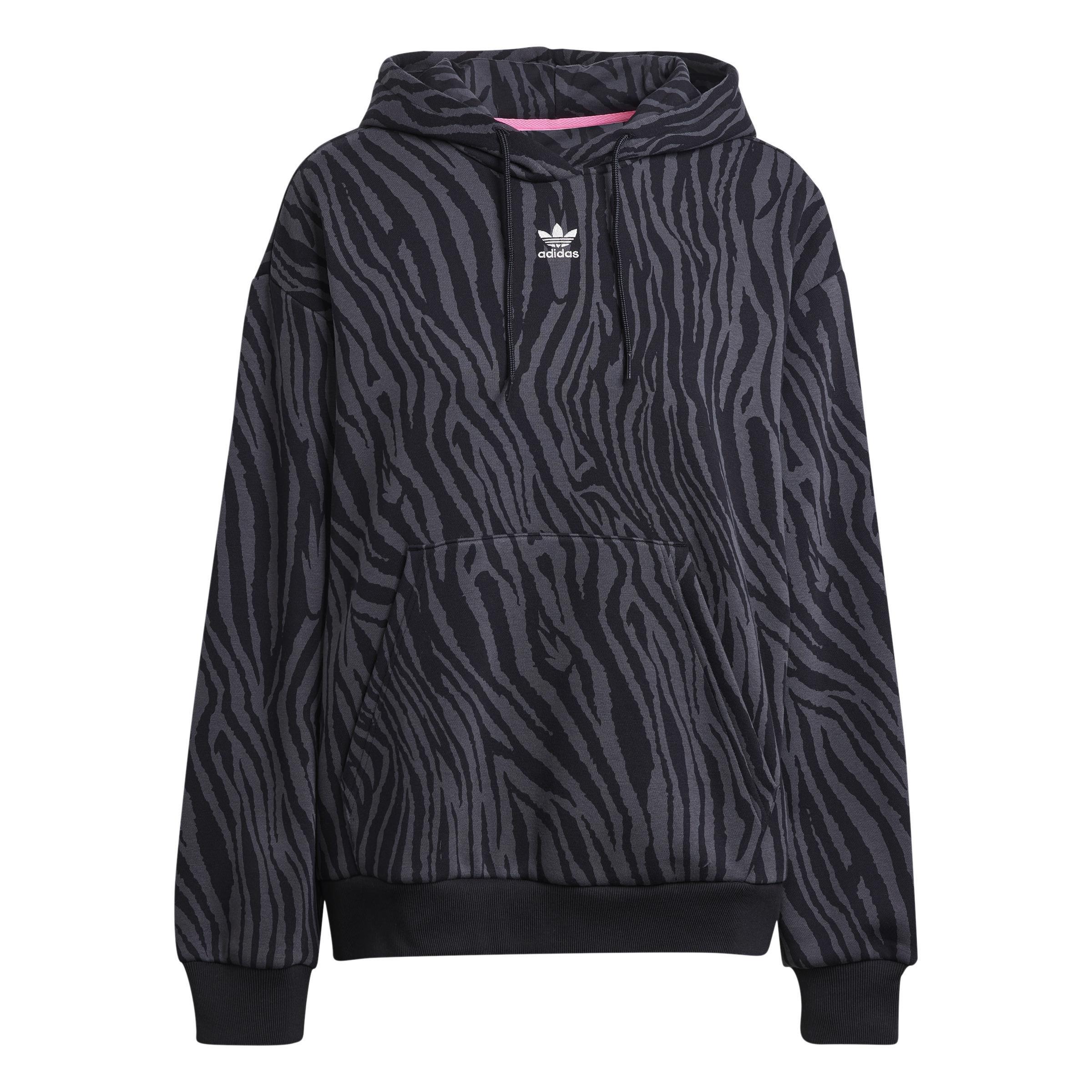 Allover Zebra Animal Print Essentials Hoodie, Grey, A901_ONE, large image number 2