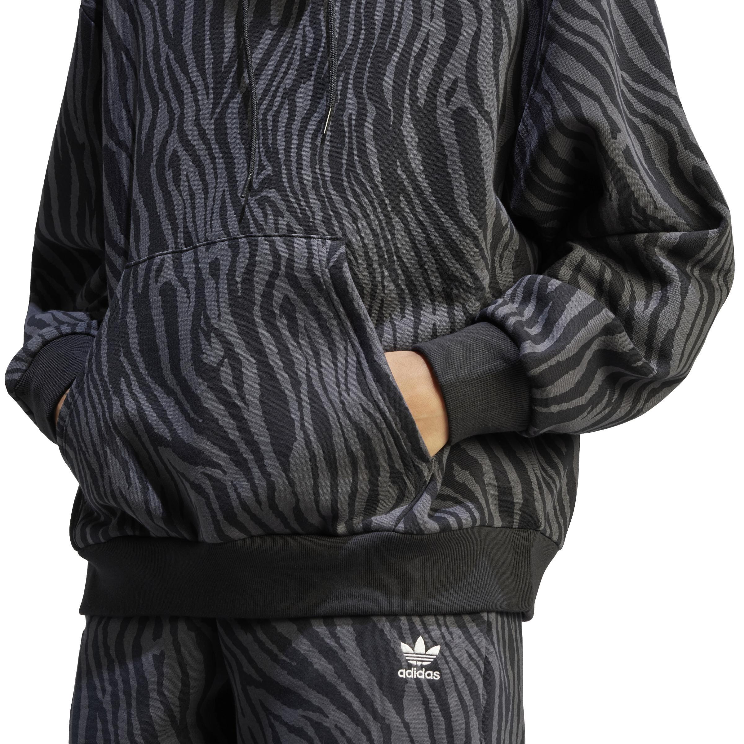 Allover Zebra Animal Print Essentials Hoodie, Grey, , large image number 5