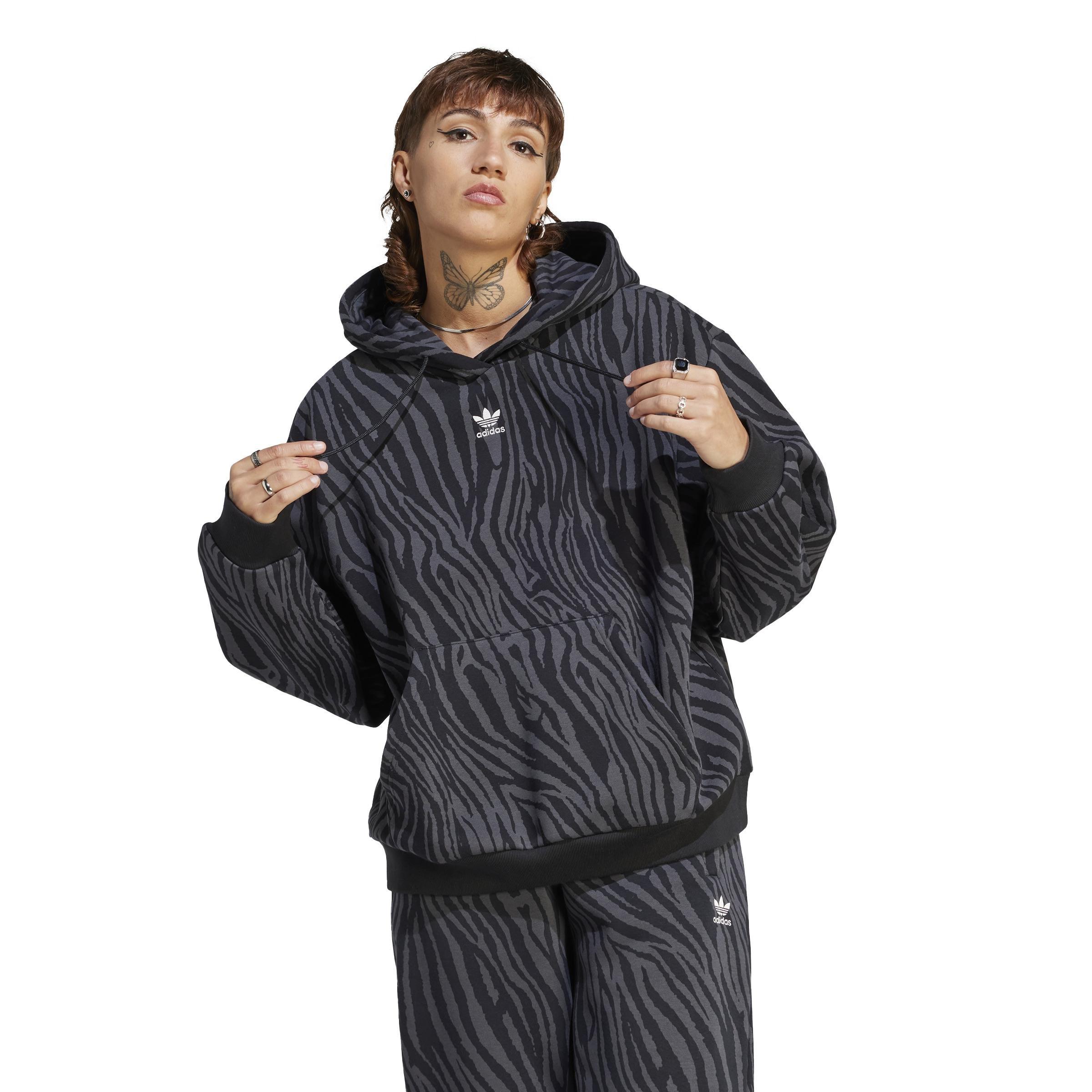 Allover Zebra Animal Print Essentials Hoodie, Grey, , large image number 11