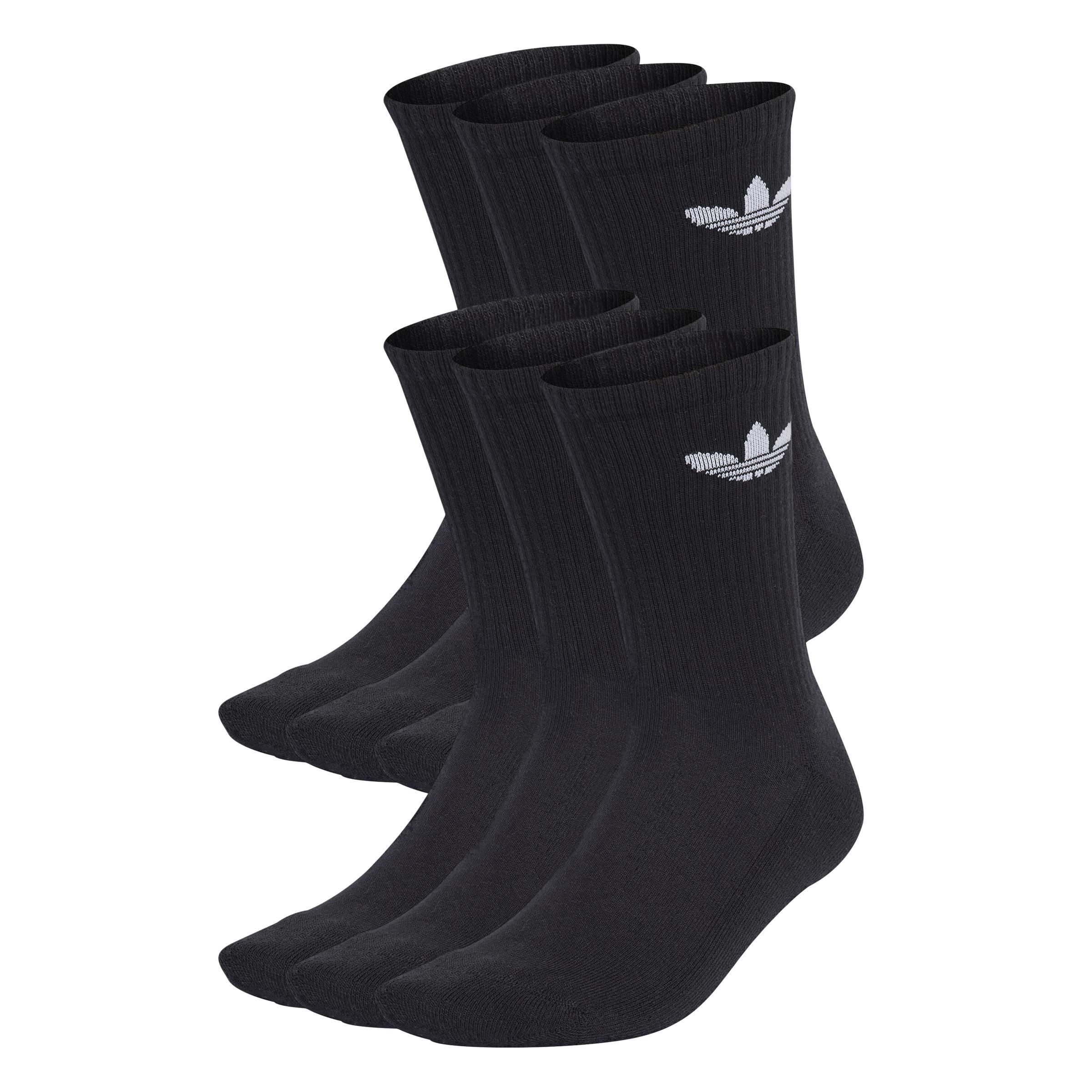 Unisex Trefoil Cushion Crew Socks 6 Pairs, Black, A901_ONE, large image number 0