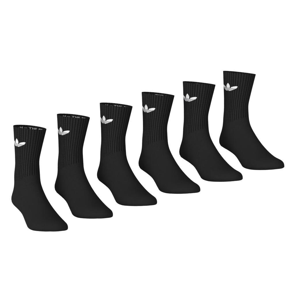 Unisex Trefoil Cushion Crew Socks 6 Pairs, Black, A901_ONE, large image number 1