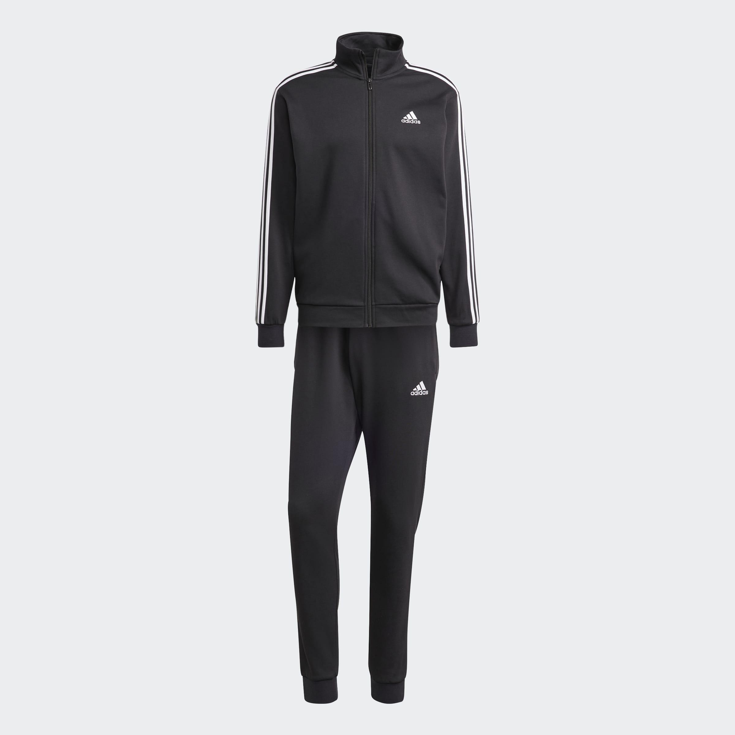 Basic 3-Stripes Fleece Track Suit, Black
